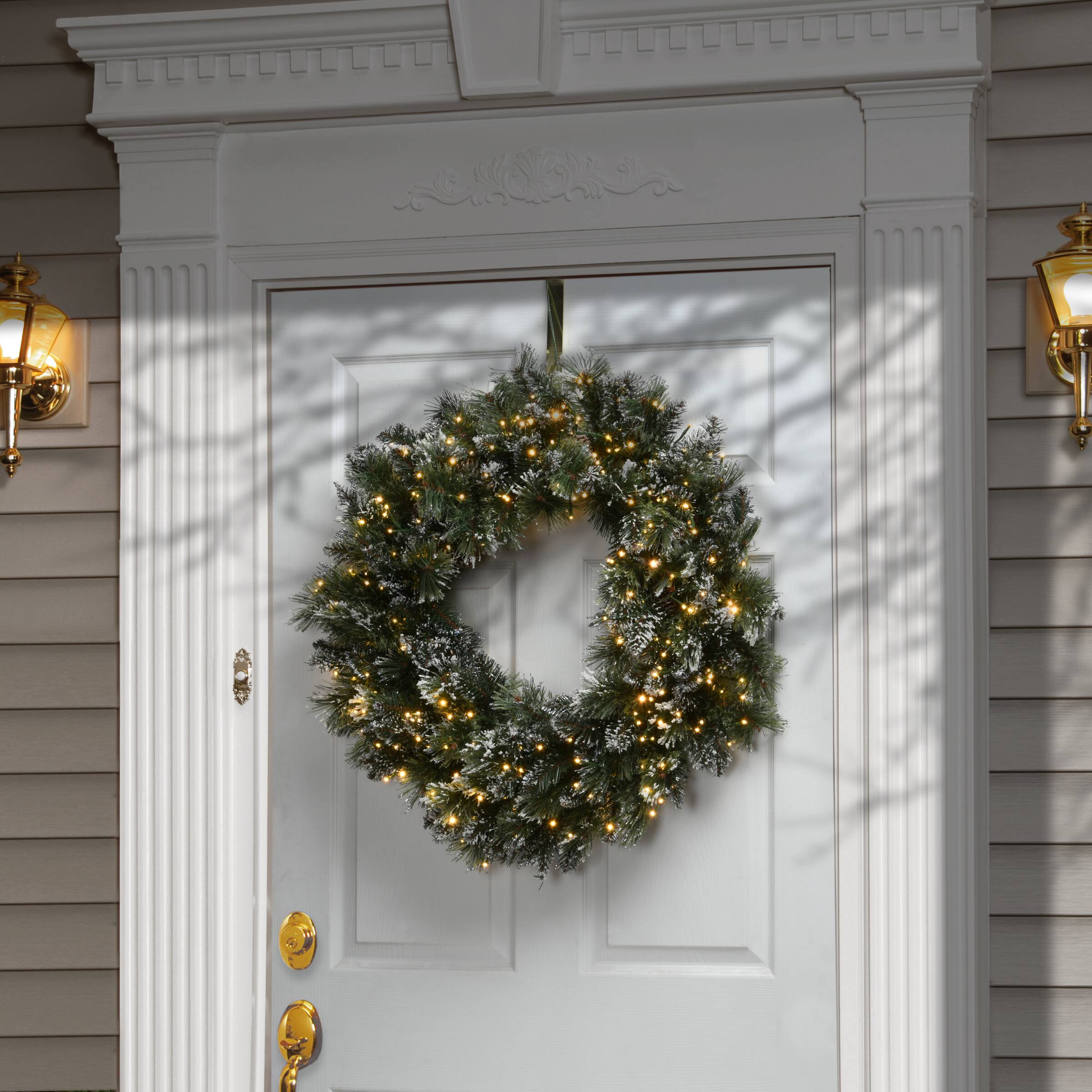 30" LED Cosmic Lights® Glittery Bristle Pine Wreath
