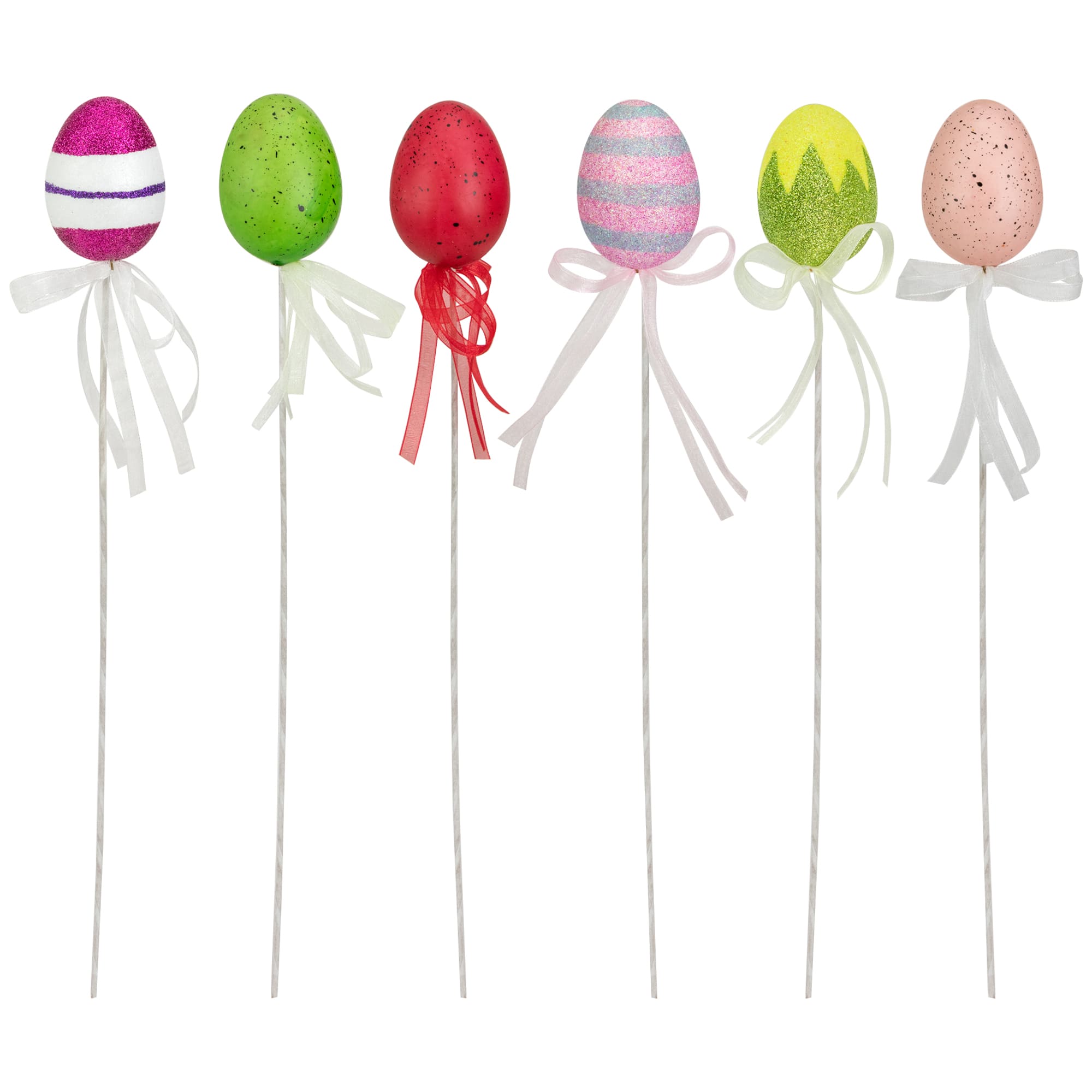 Colorful Speckled & Glittered Easter Egg Picks, 6ct.
