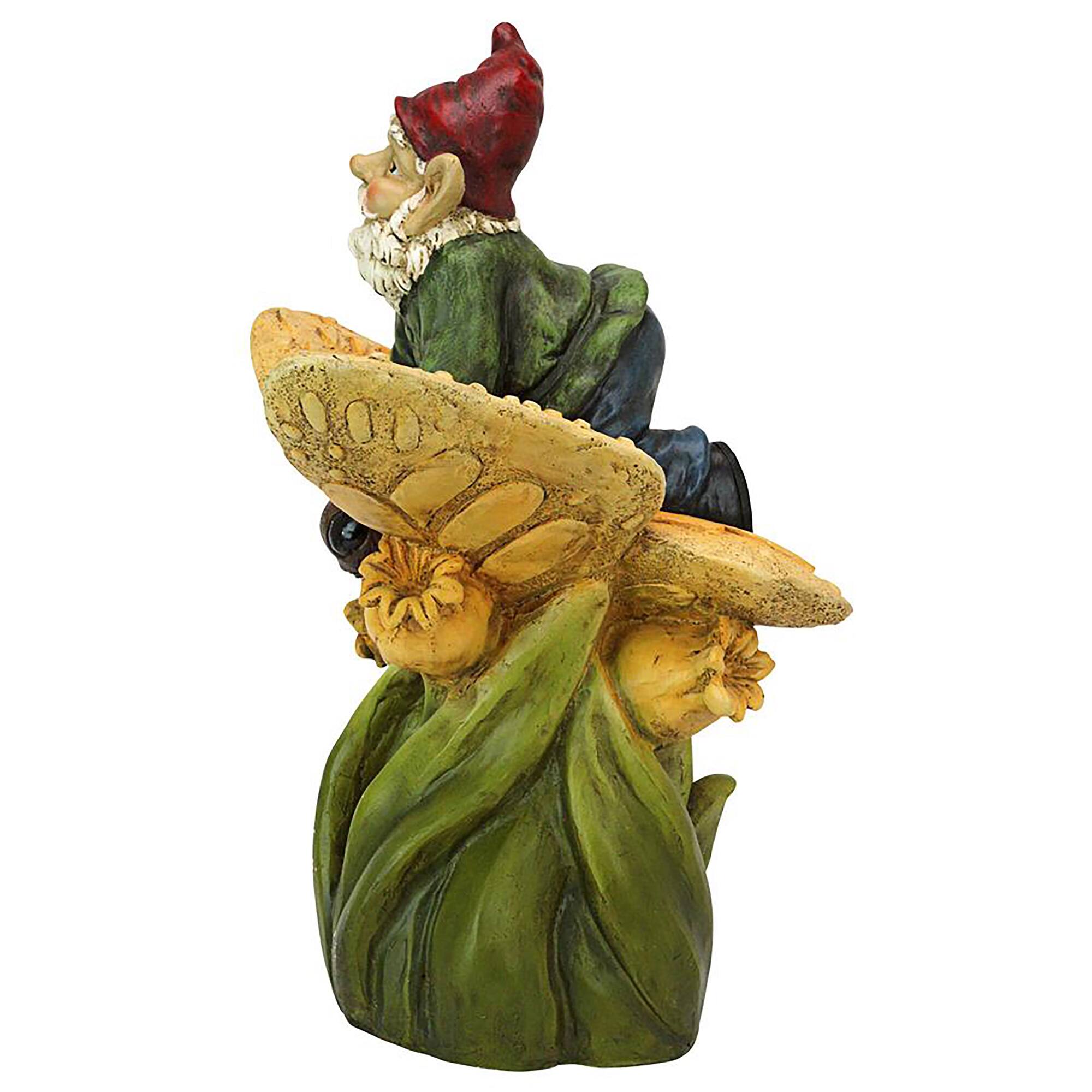 Design Toscano 19.5" On a Butterfly's Back Garden Gnome Statue