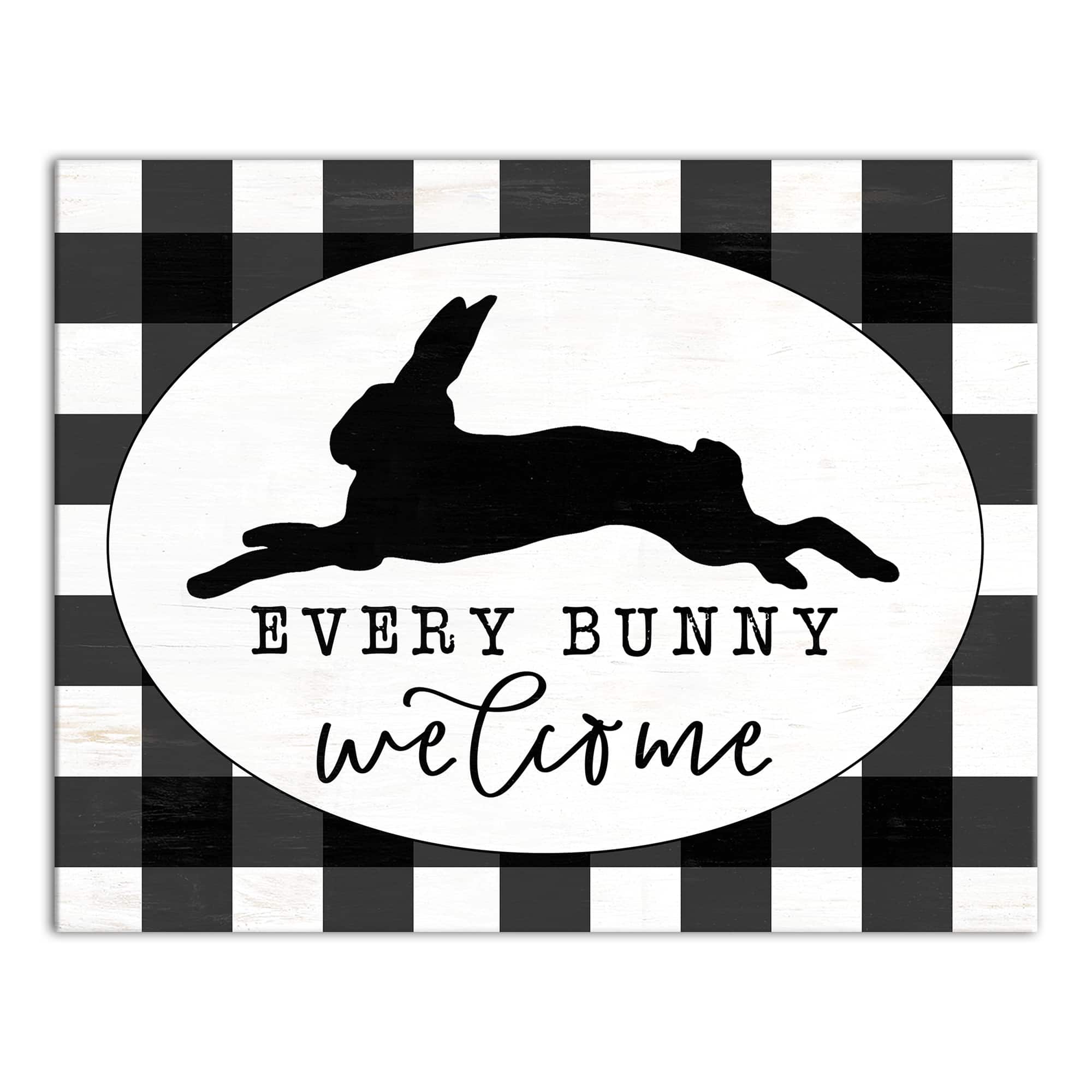 Buffalo Check Every Bunny Welcome Canvas Wall Art