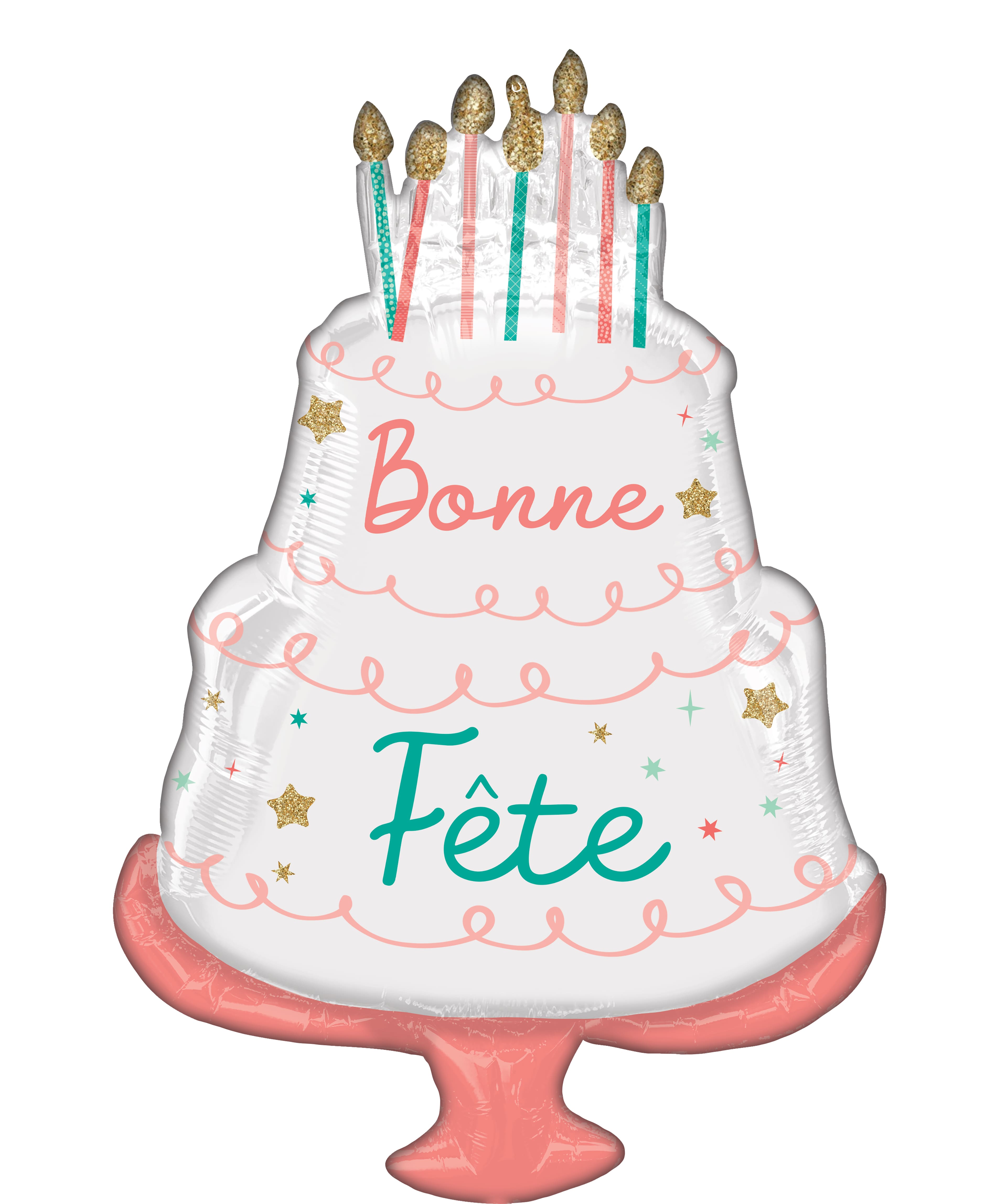 28" French Happy Cake Day Foil Balloon