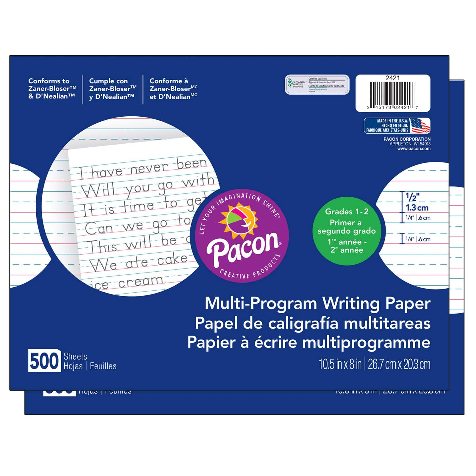 Pacon Multi-Program Handwriting Paper, 5/8 Ruled 500 Sheets per Pack, 2 Packs