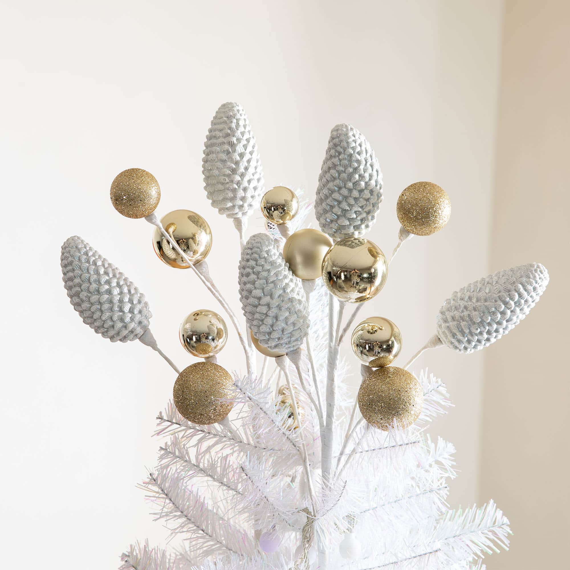 Glitzhome® 24" Christmas Elegant Silver & Gold Pinecone Pick, 4ct.
