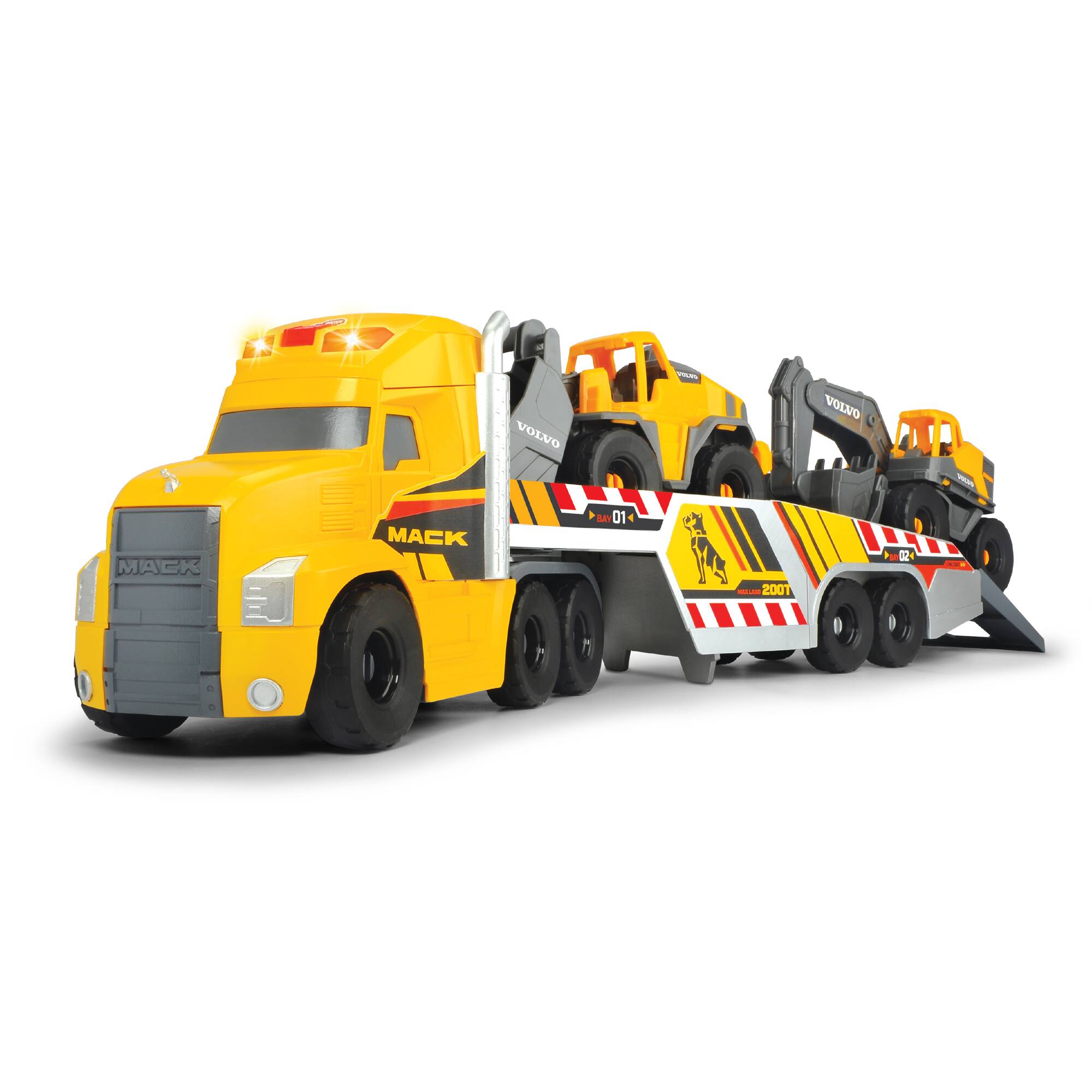 Dickie Toys 28&#x22; Mack Truck with 2 Volvo Construction Trucks