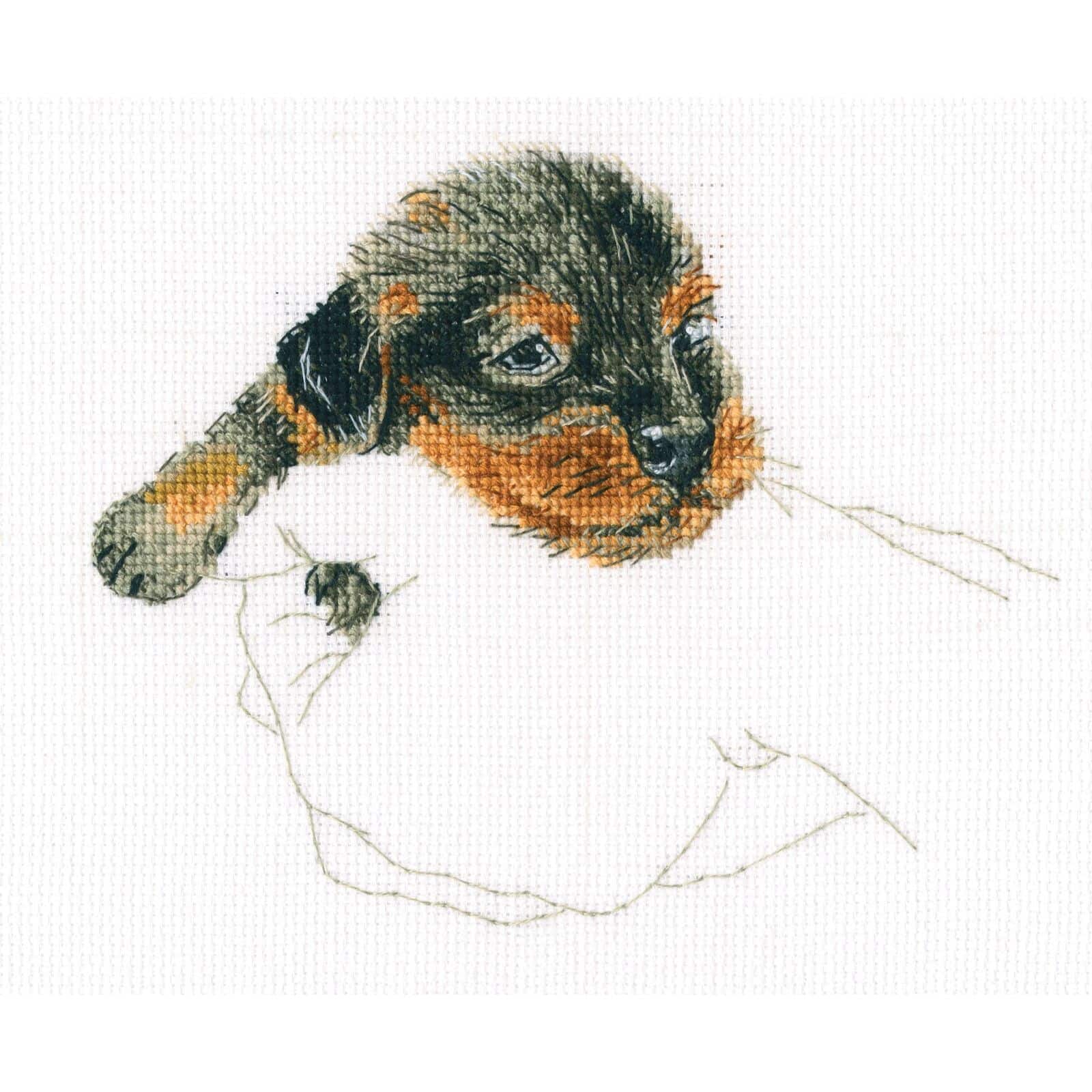 Warmth in Palms Puppy Cross Stitch Kit Warmth in Palms Puppy Cross Stitch Kit