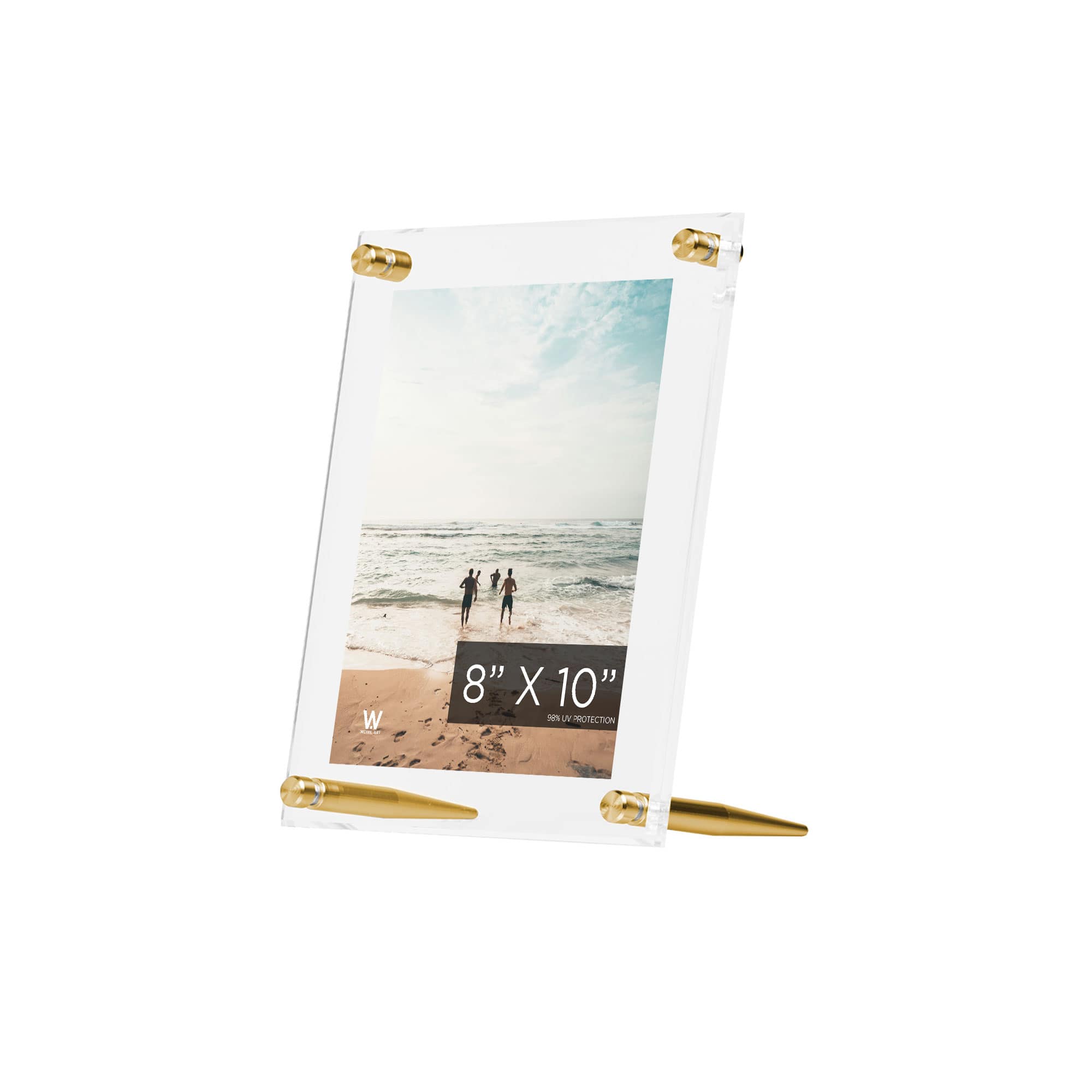 Wexel Art Clear Acrylic Tabletop Floating Picture Frame with Gold Hardware