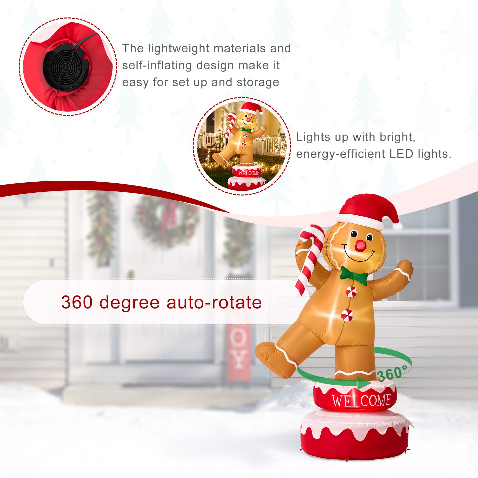 Glitzhome&#xAE; 6ft. Lighted Inflatable Rotating Gingerbread Man D&#xE9;cor