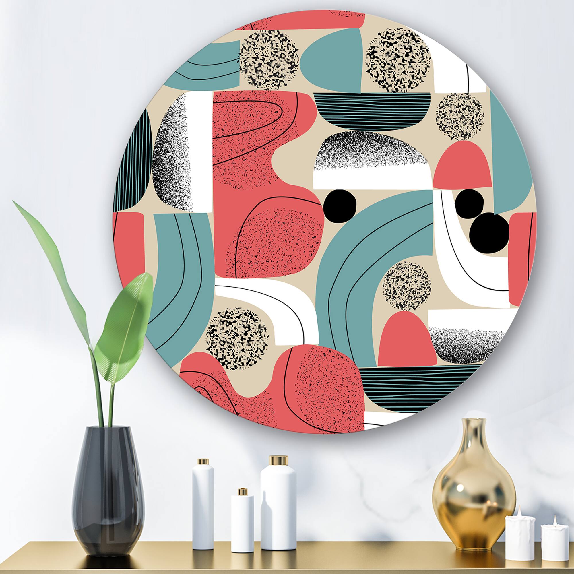 Designart - Retro Shapes With Abstract Suns and Moons III