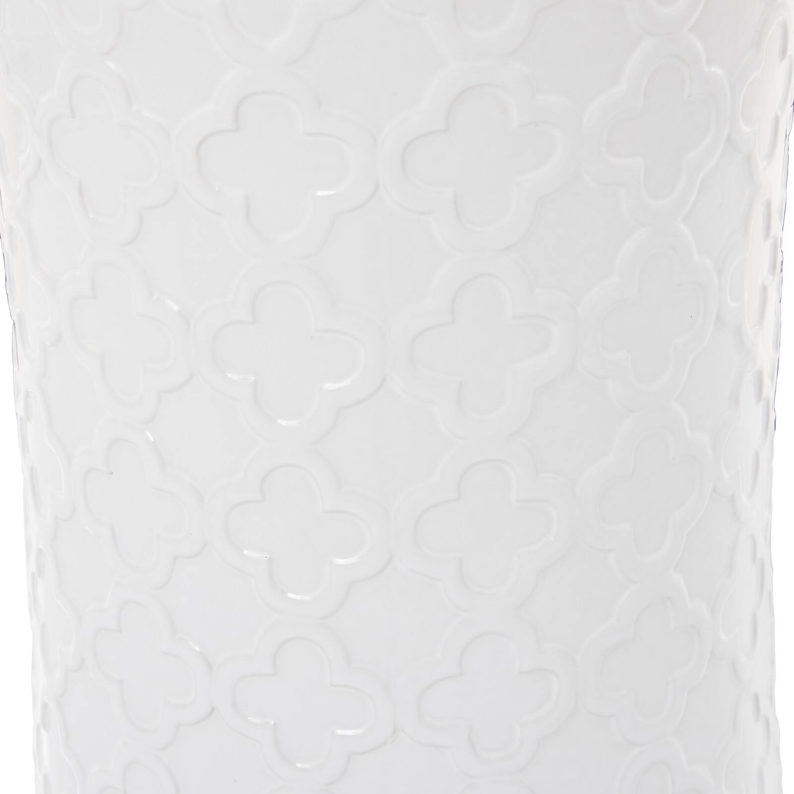 White Ceramic Contemporary Accent Table, 19" x 13" x 13"