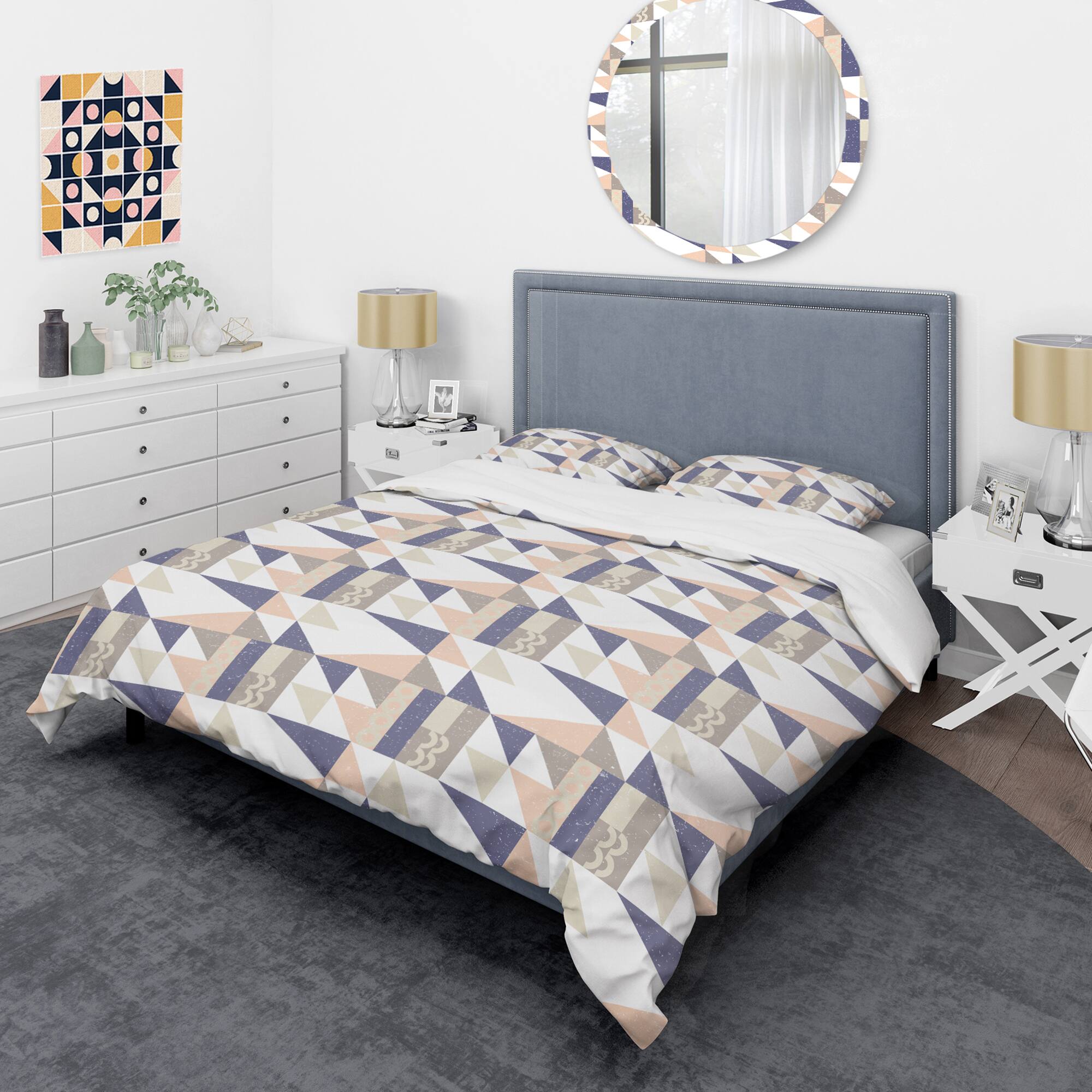 Designart &#x27;Retro Geometric Design X&#x27; Mid-Century Duvet Cover Set