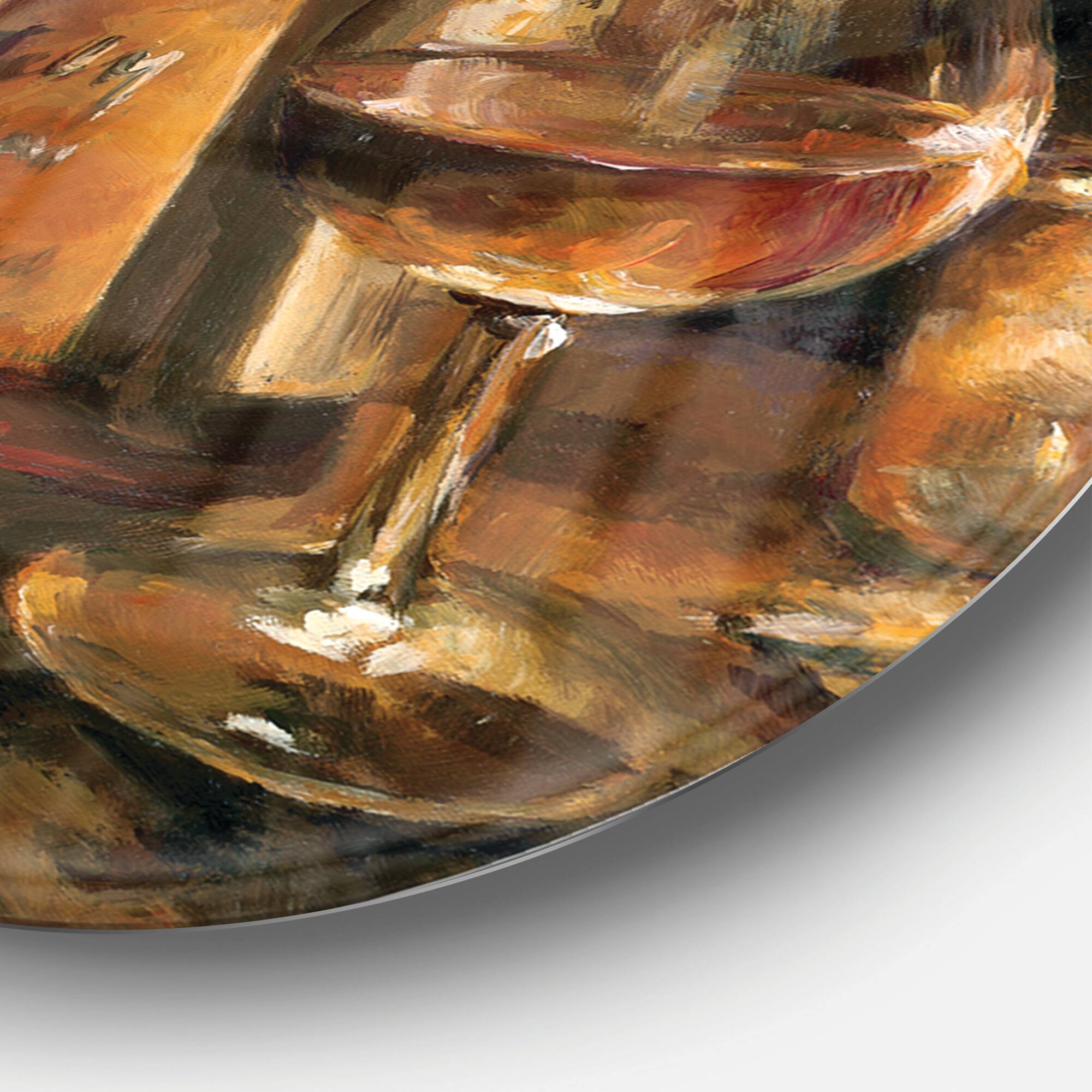 Designart - Vintage Wine Cellar - Traditional Metal Circle Wall Art