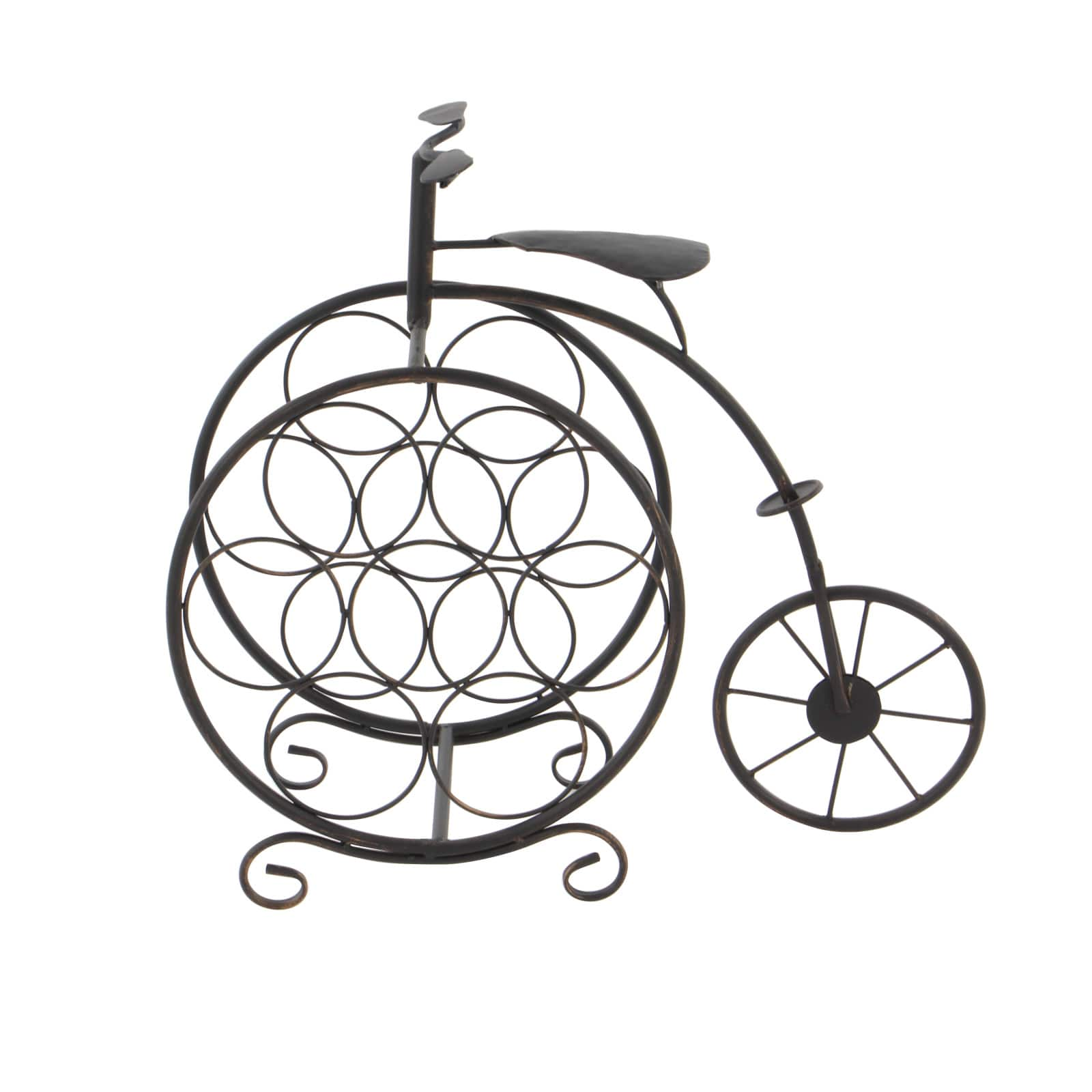 21&#x22;  Rustic Brass Bicycle Wine Holder Rack