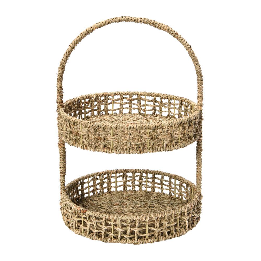 Household Essentials 15&#x22; Seagrass 2-Tier Tray