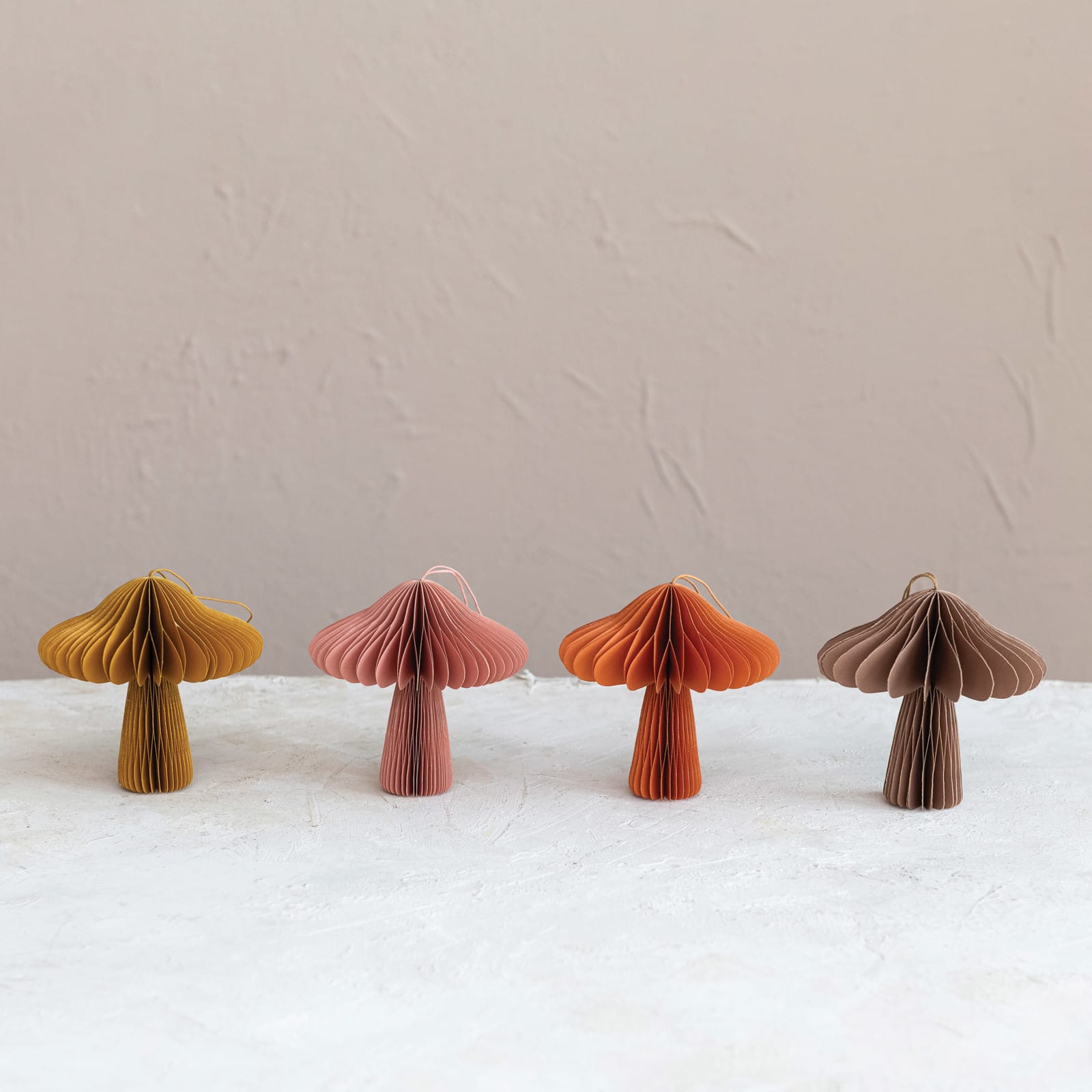 4 Pack 5&#x22; Mushroom Paper Honeycomb Ornaments