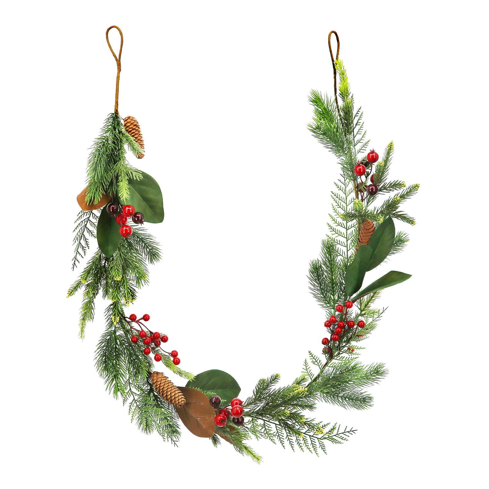 6ft. Green Magnolia Leaf, Pine &#x26; Red Berry Garland by Ashland&#xAE;