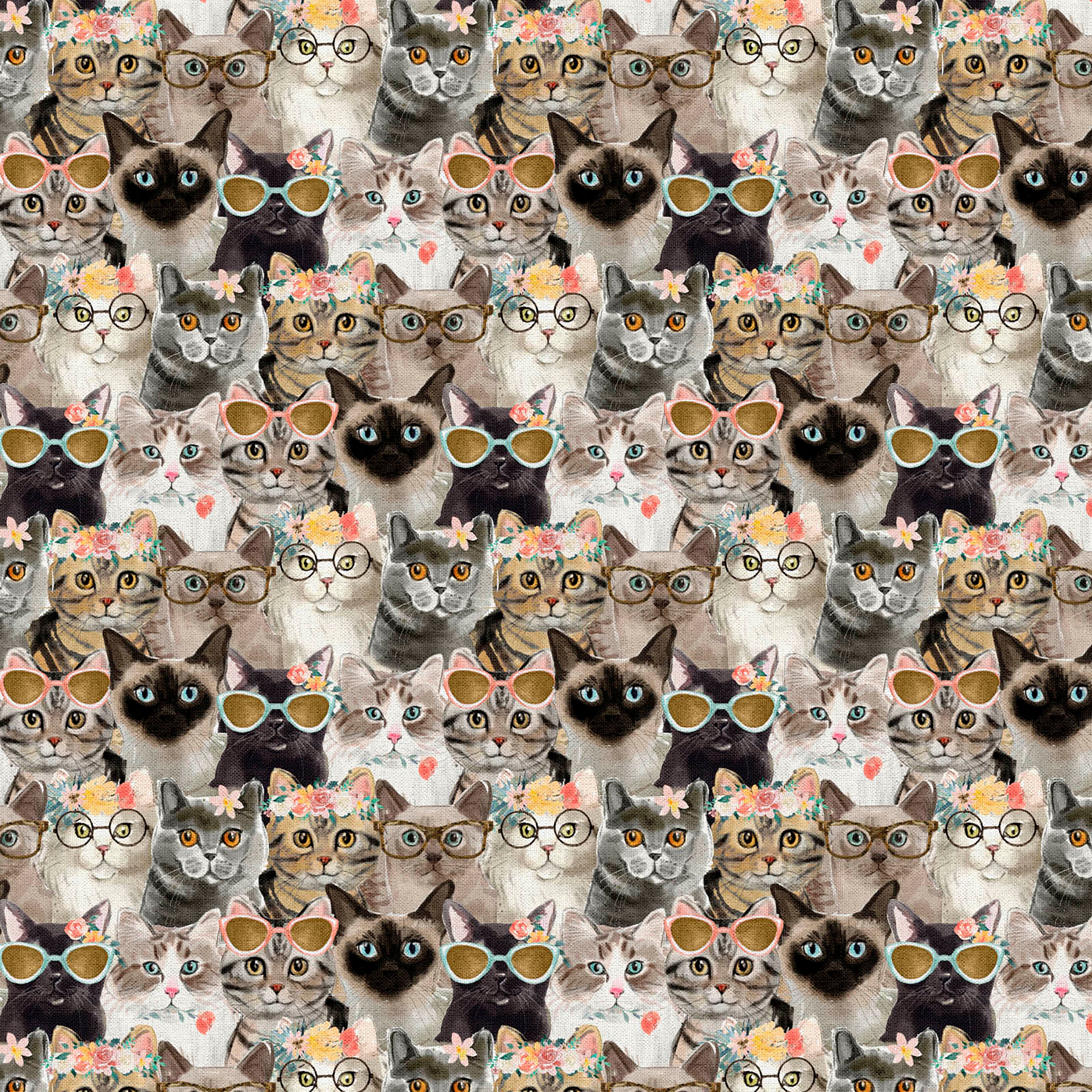 Fabric Editions Cool Kittens Cotton Fabric