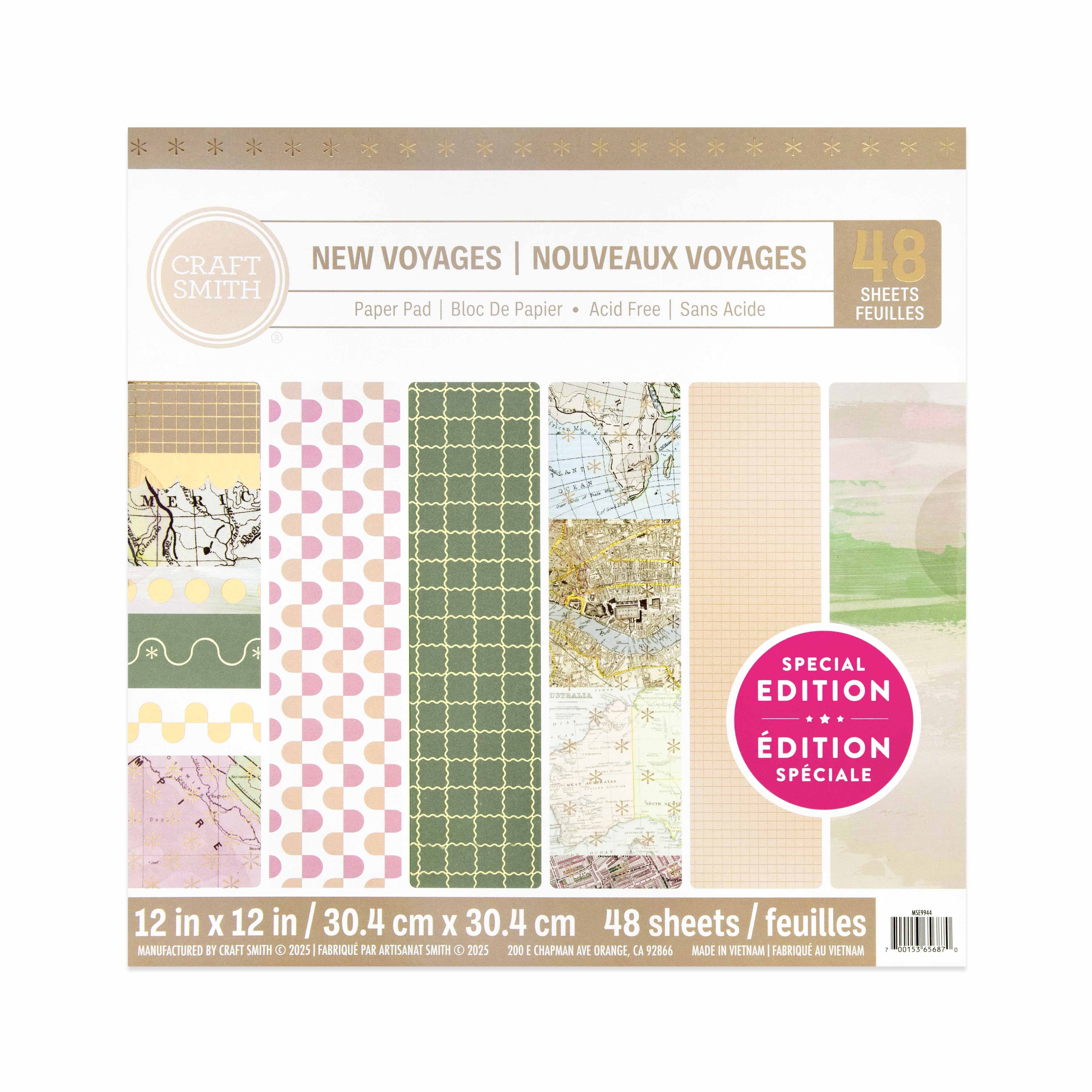 Craft Smith 12&#x22; x 12&#x22; New Voyages Paper Pad, 48 Sheets