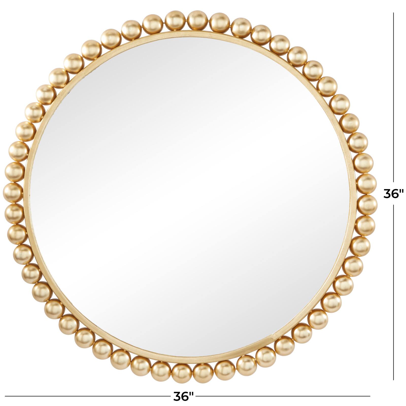 CosmoLiving by Cosmopolitan Gold Metal Wall Mirror with Bead Detailing 36&#x22; x 1&#x22; x 36&#x22;