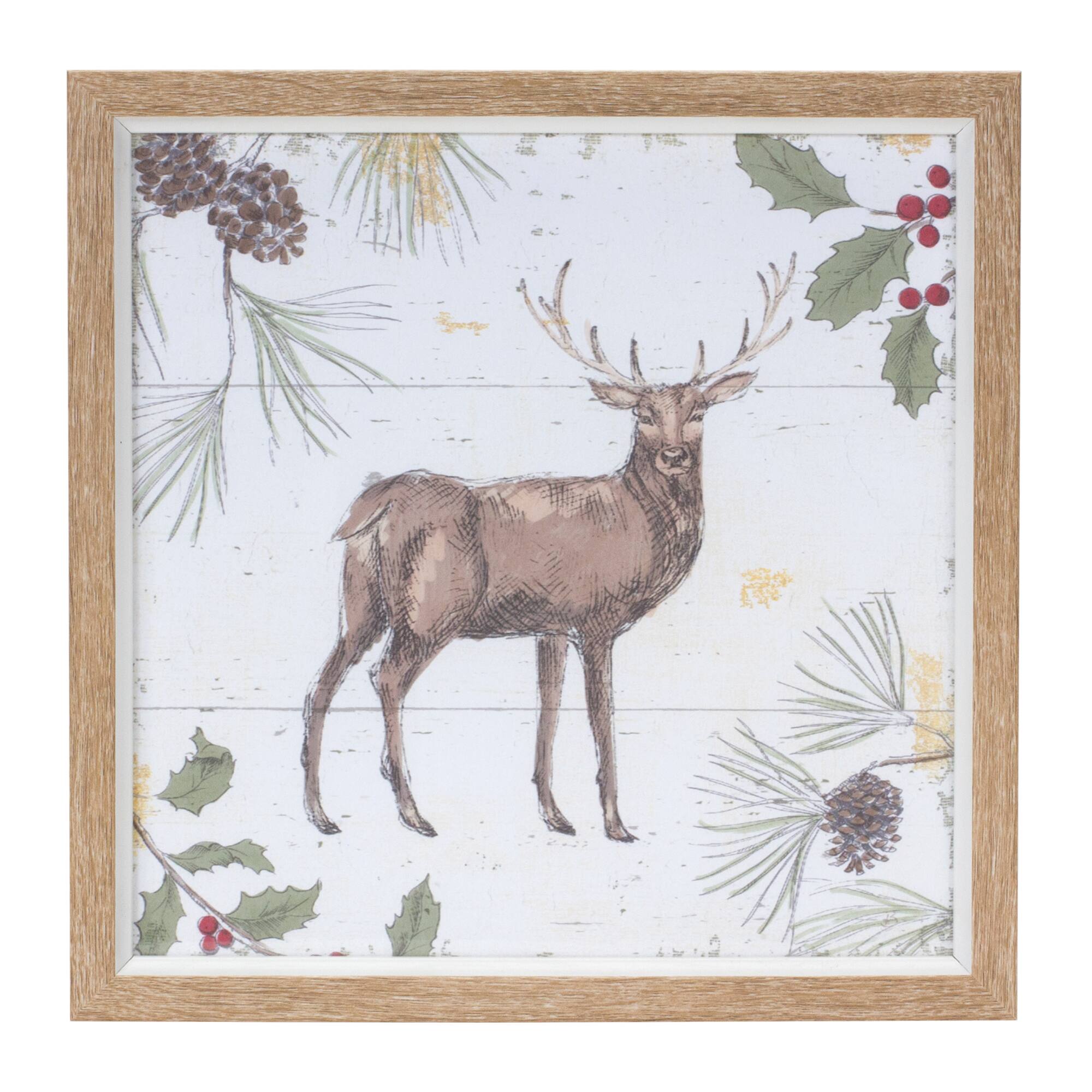 Framed Deer &#x26; Cardinal Bird Wall Art Set