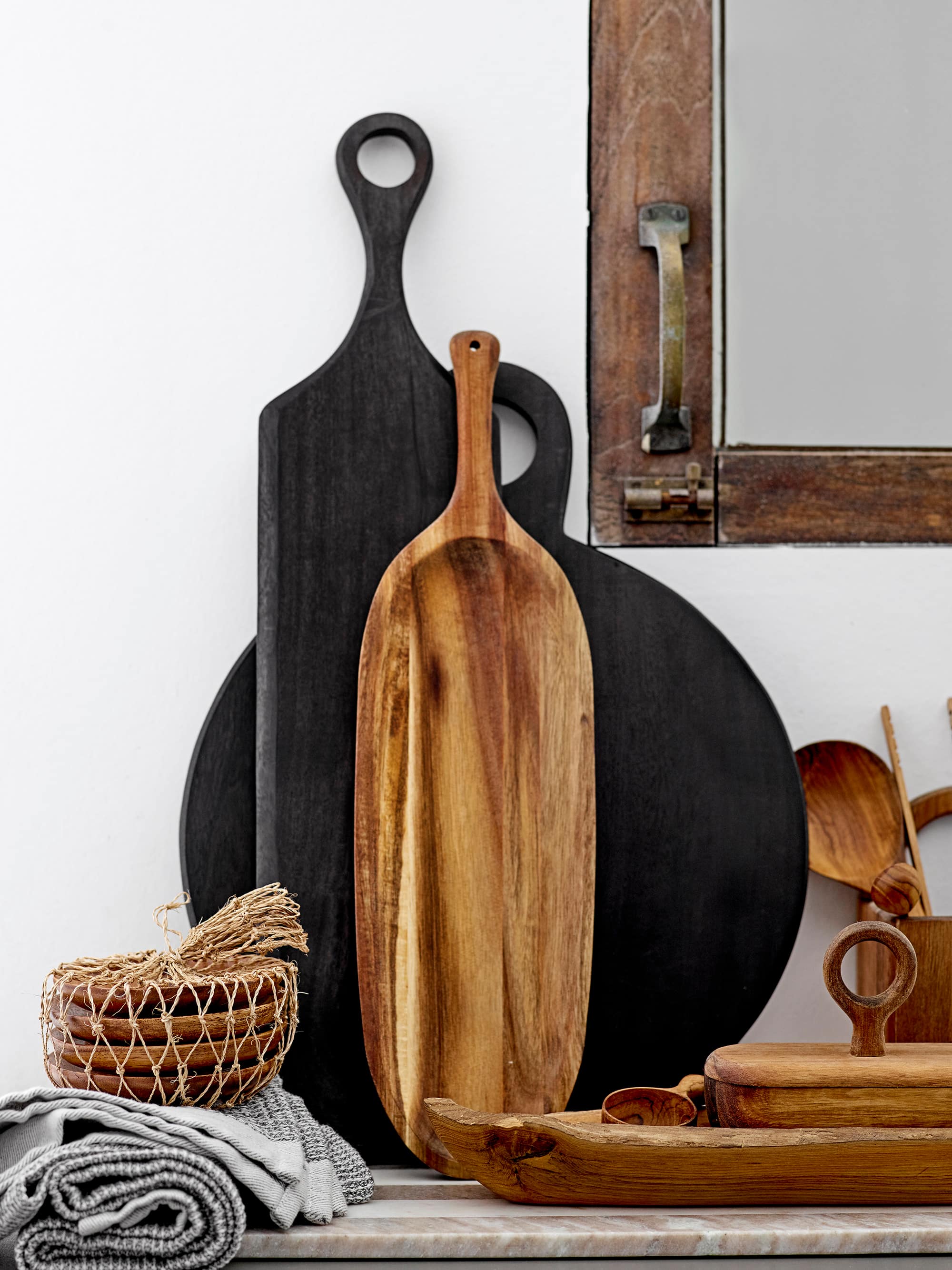 Hello Honey&#xAE; 28&#x22; Black Acacia Wood Tray/Cutting Board