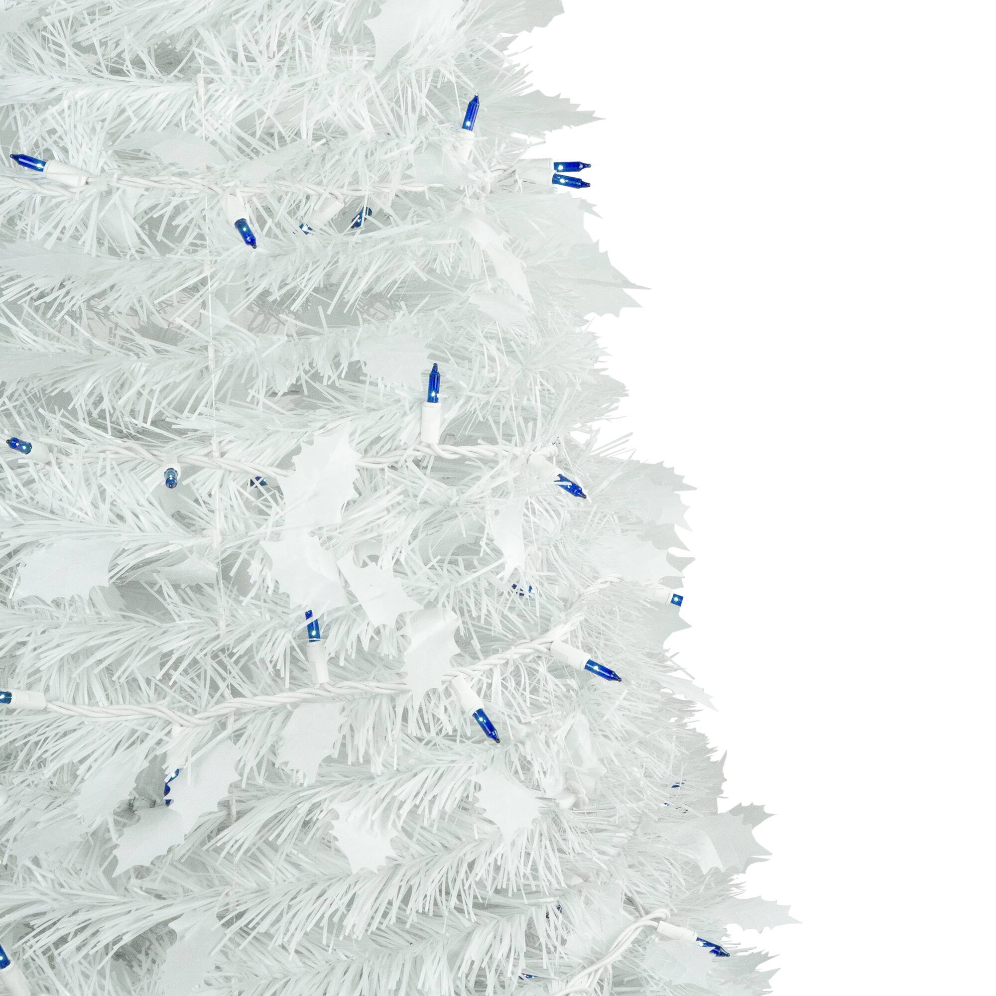 6ft. Pre-Lit White Tinsel Pop-Up Artificial Christmas Tree, Blue Lights