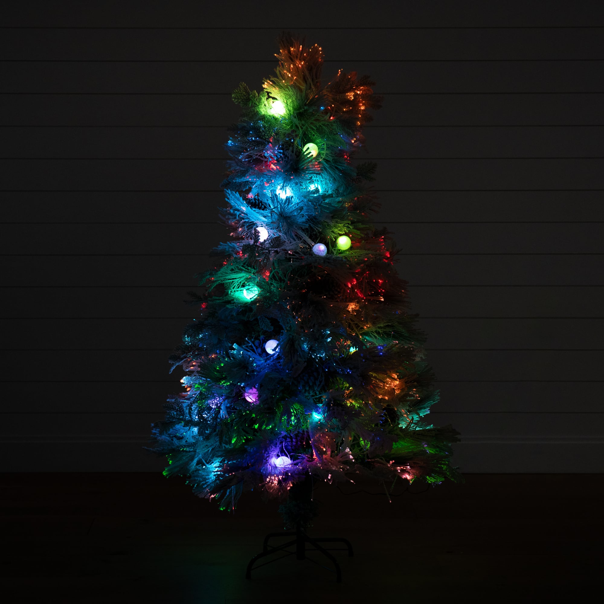 5ft. Fiber Optic Multicolor Bubble-Gum LED Lights Flocked Artificial Christmas Tree
