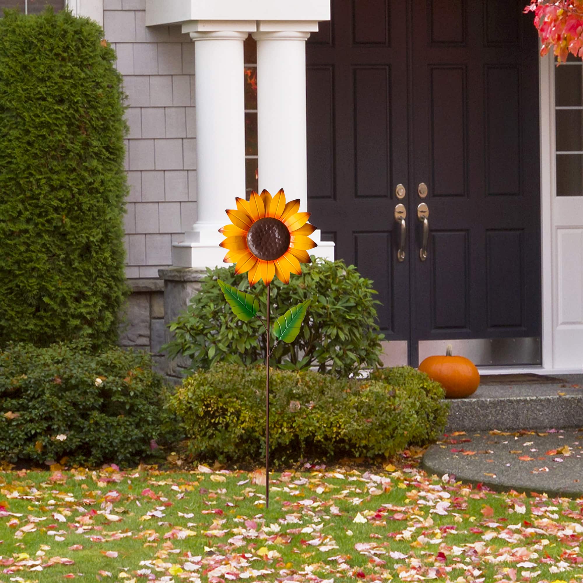 Glitzhome® 42" Fall Sunflower Metal Yard Stake