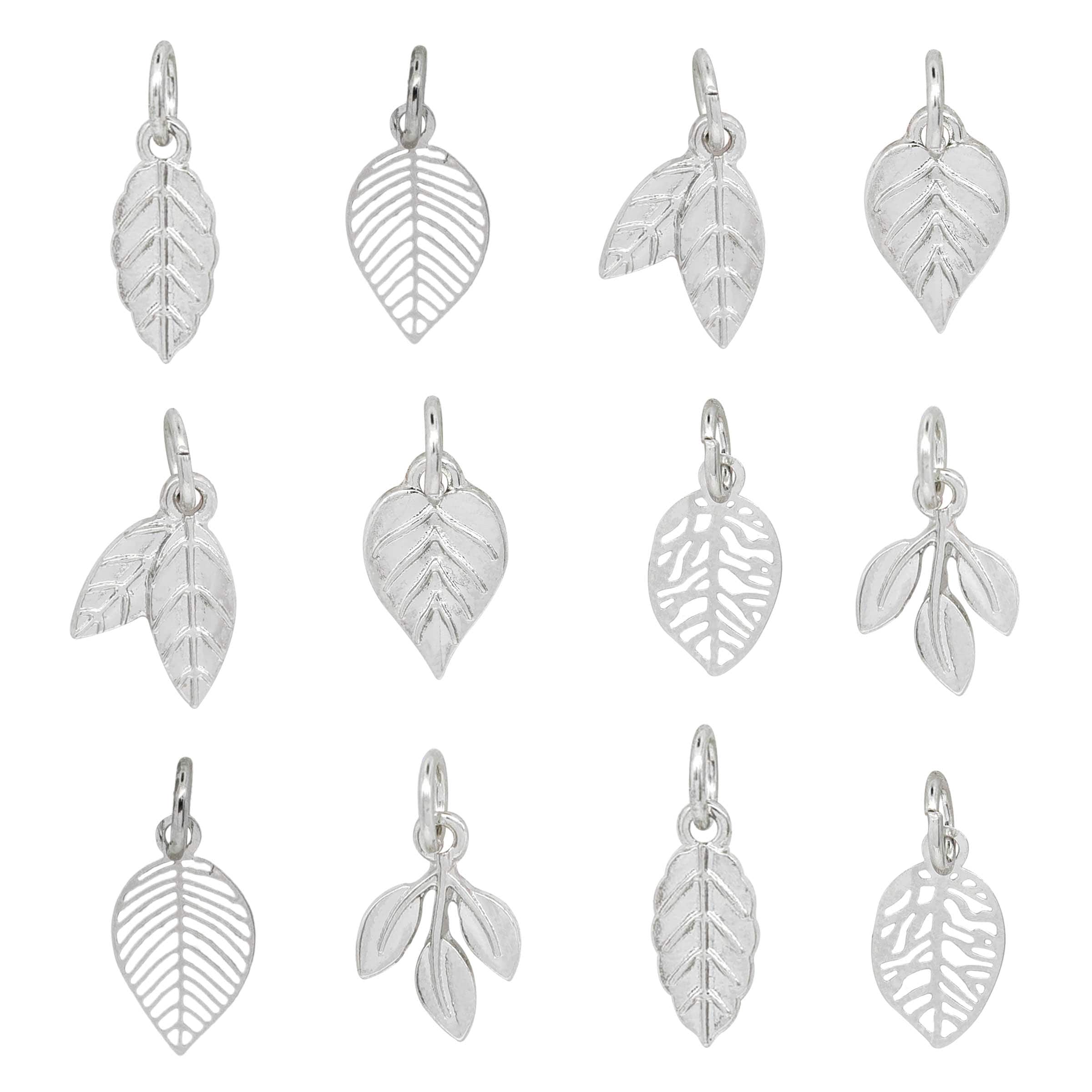 12 Pack: Silver Leaves Charm Set by Bead Landing™