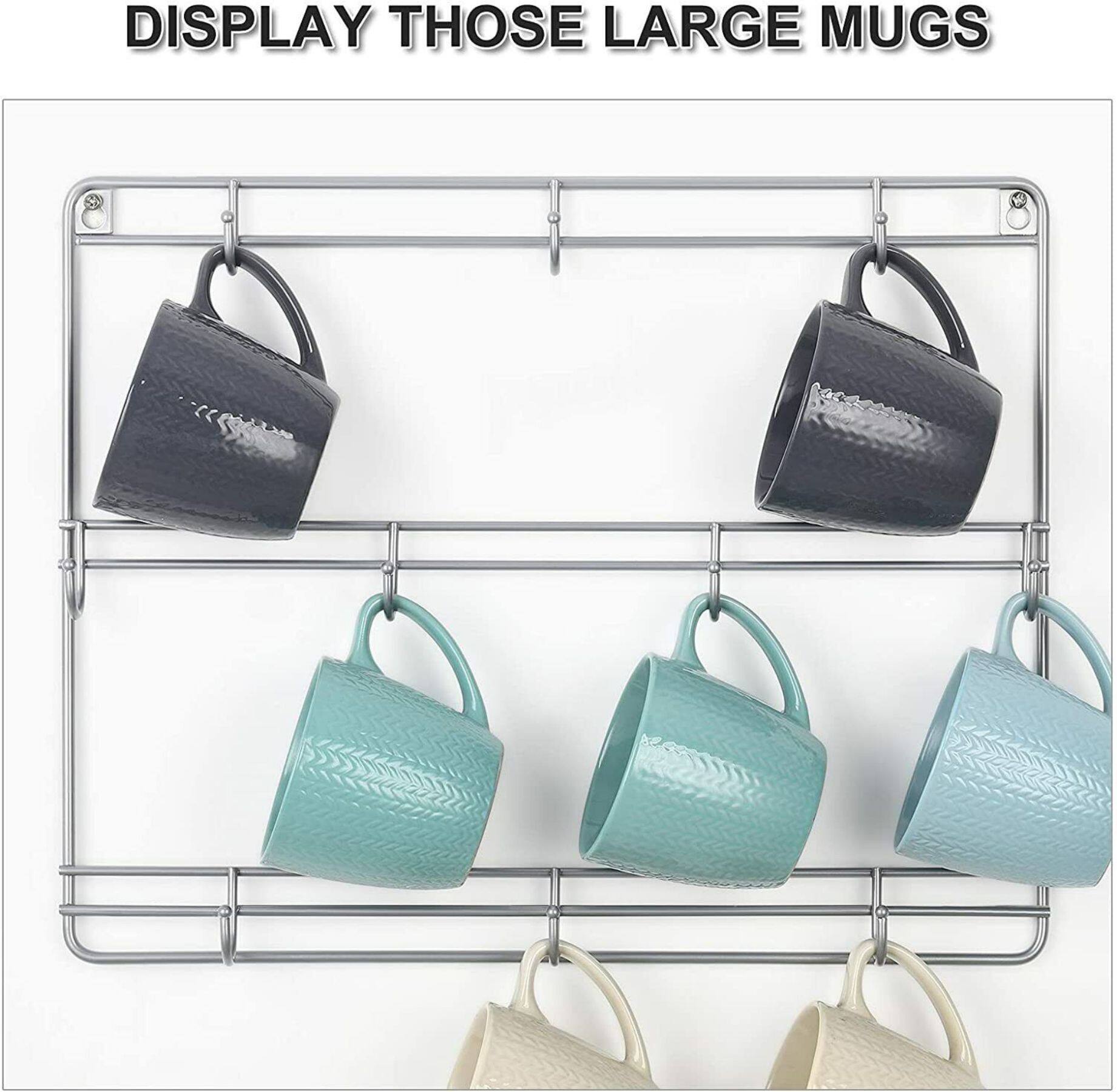 NEX™ Silver 3-Tier Metal Wall Mounted Coffee Cup Holder Set