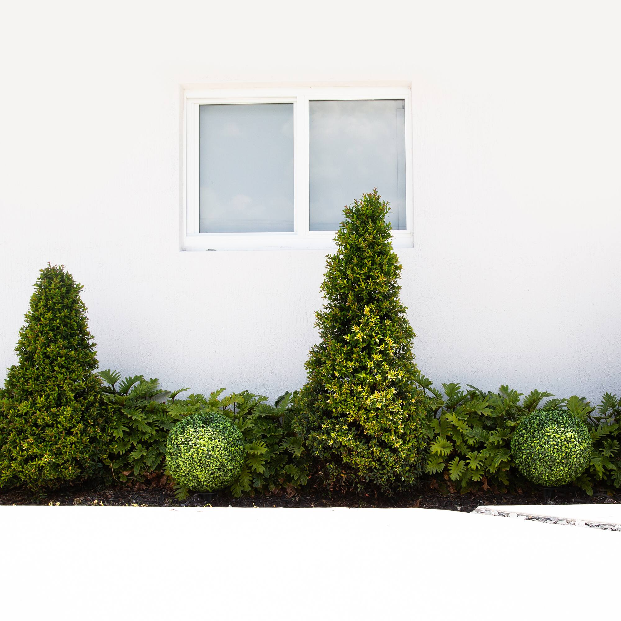 14" UV-Resistant Boxwood Ball Topiaries with Integrated Ground Stakes, 2ct.