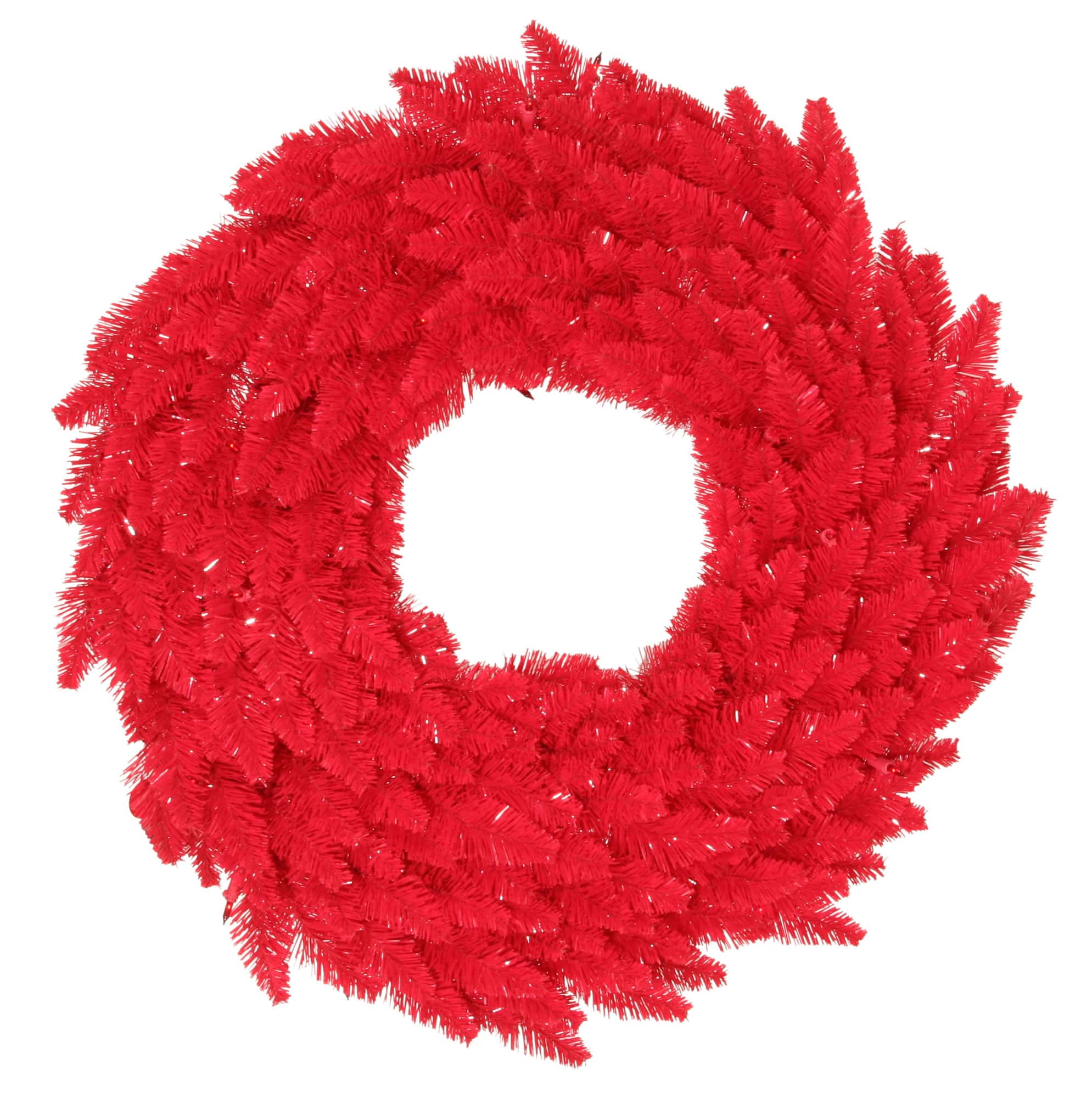 30&#x22; Pre-Lit Red Fir Christmas Wreath, Red Lights