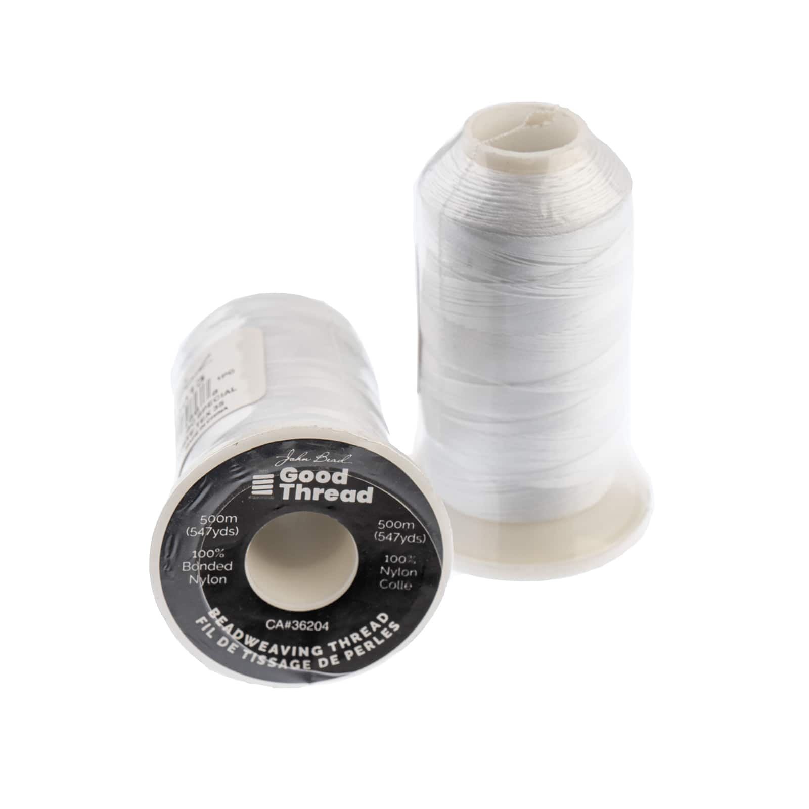 John Bead Good Thread 500m White Bonded Nylon Beading Thread, 10ct