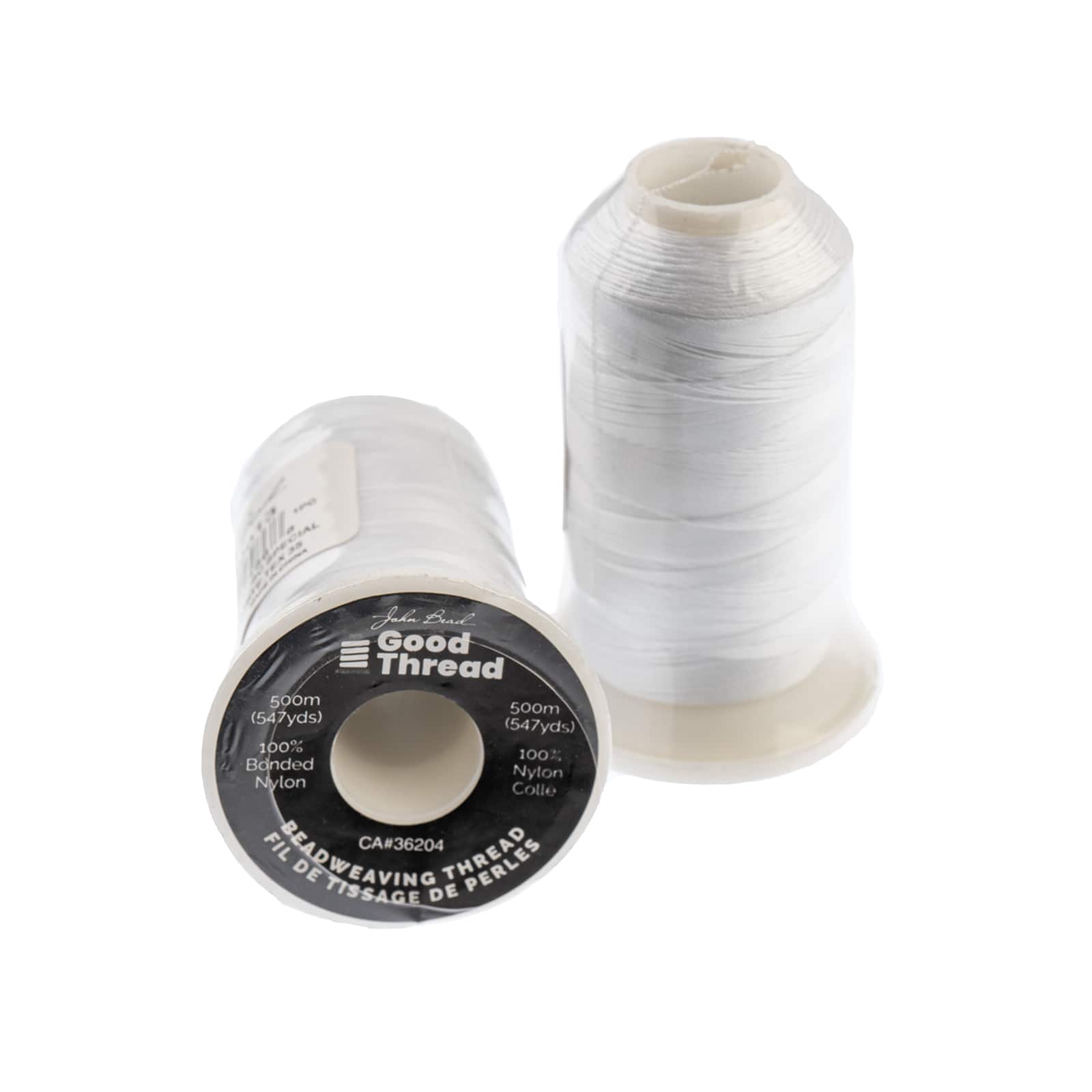 John Bead Good Thread 500m White Bonded Nylon Beading Thread, 10ct.