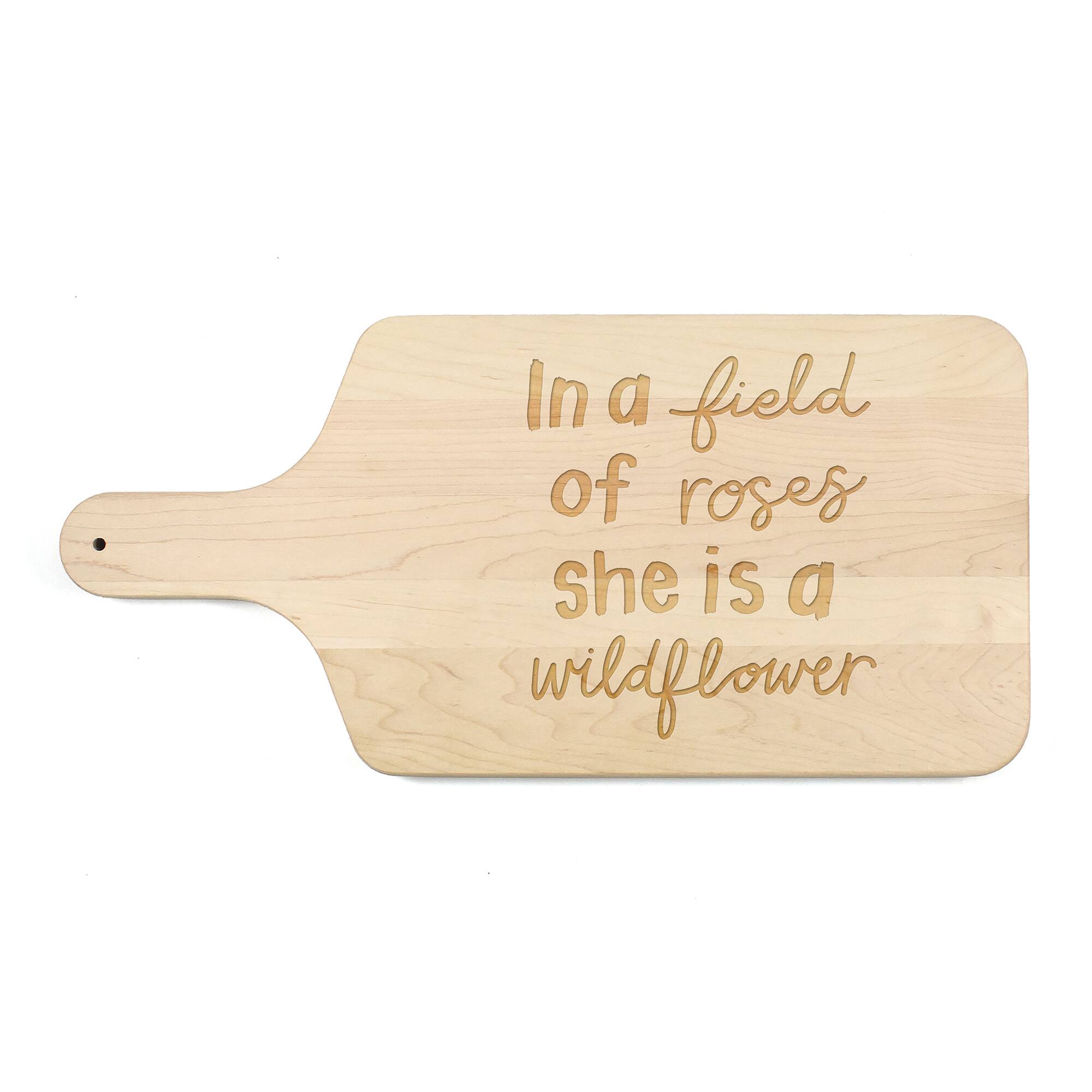 17" In a Field of Roses Maple Paddle Cutting Board