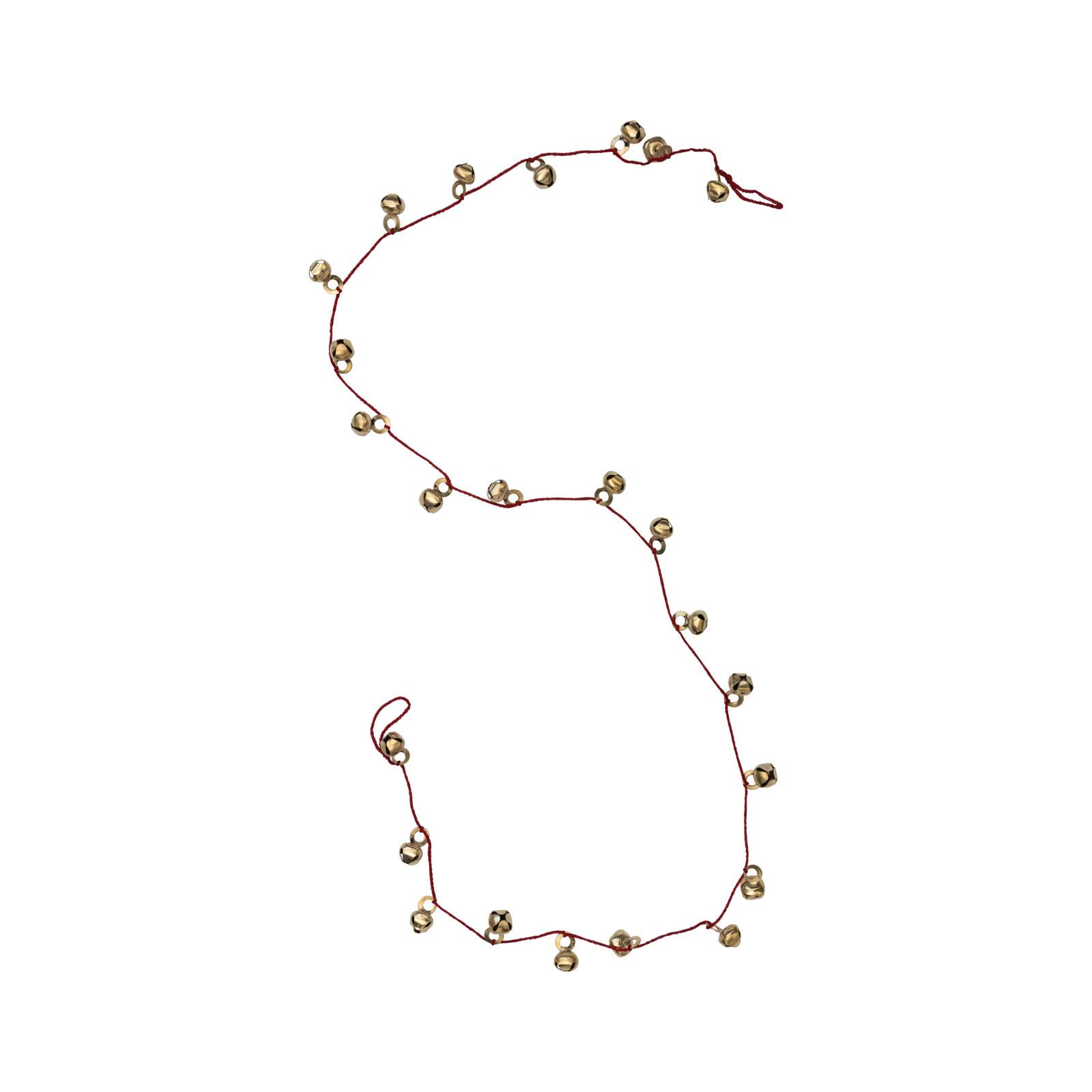 Hello Honey&#xAE; 6ft. Antique Gold Finish Metal Bells on Red Cord Garland