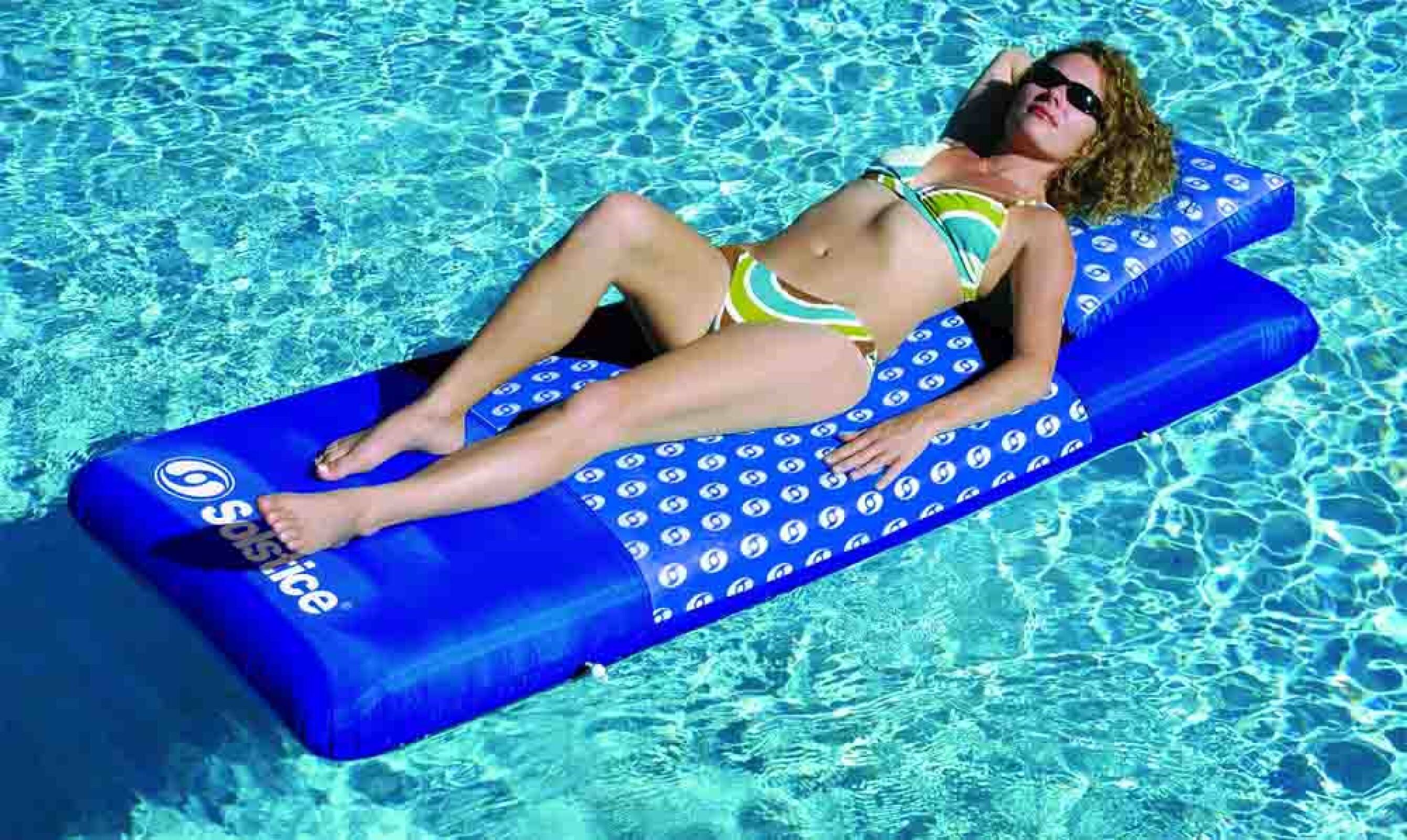 Solstice&#xAE; 6ft. Inflatable Blue Mattress Swimming Pool Float