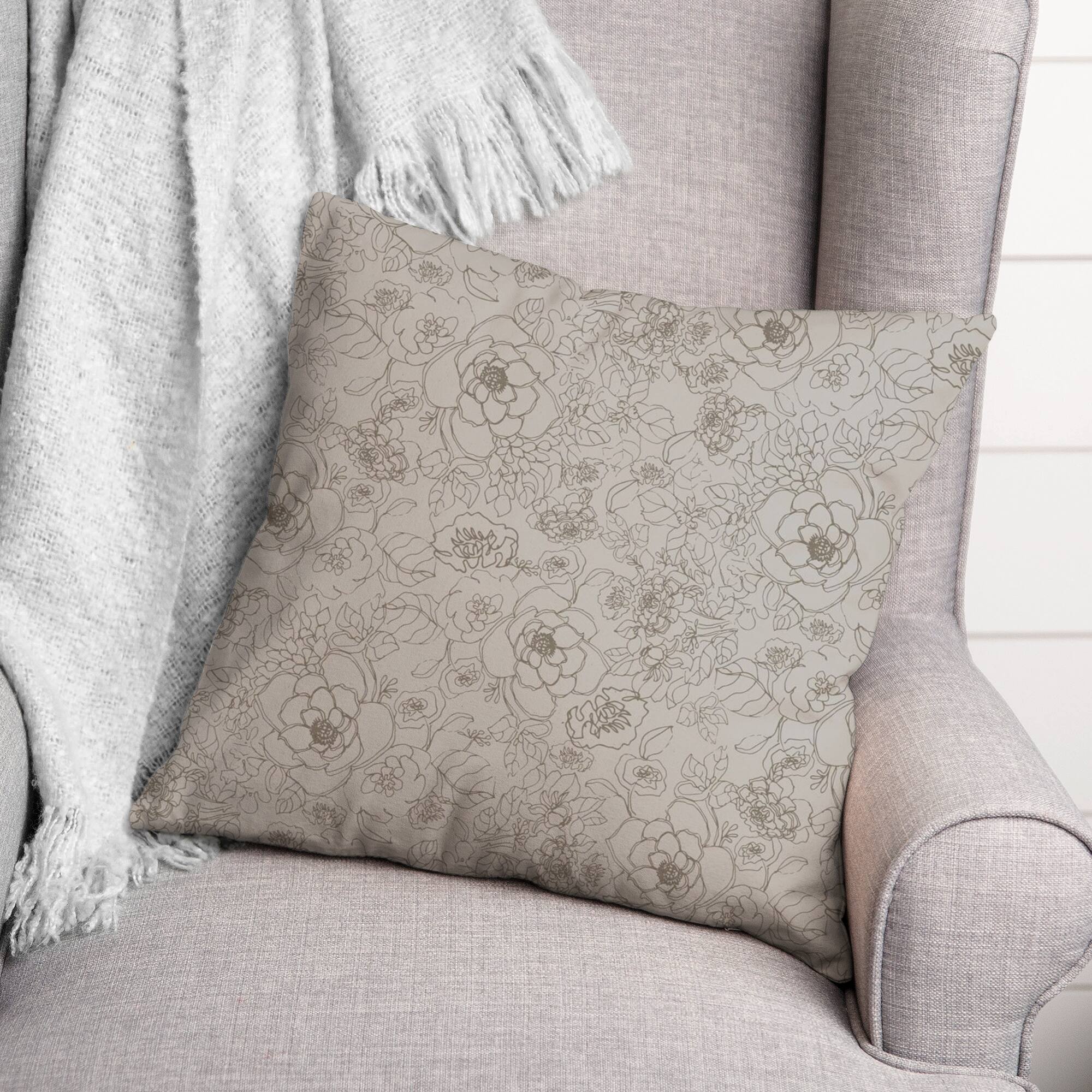 Line Floral Throw Pillow