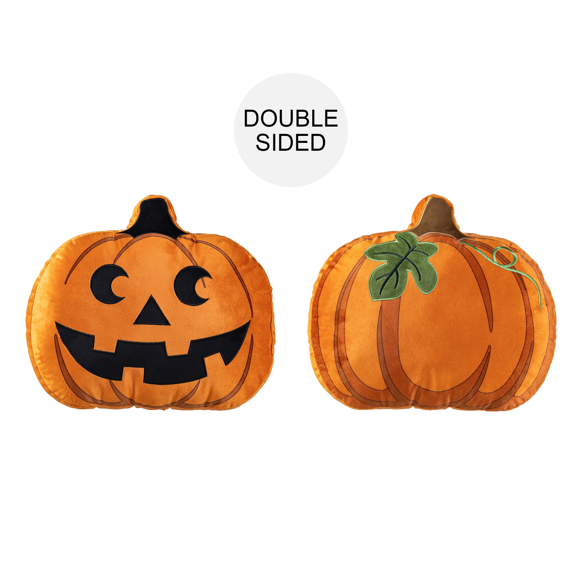 Glitzhome&#xAE; 15.5&#x22;L Fall and Halloween Fabric Double Sided Pumpkin Pillow