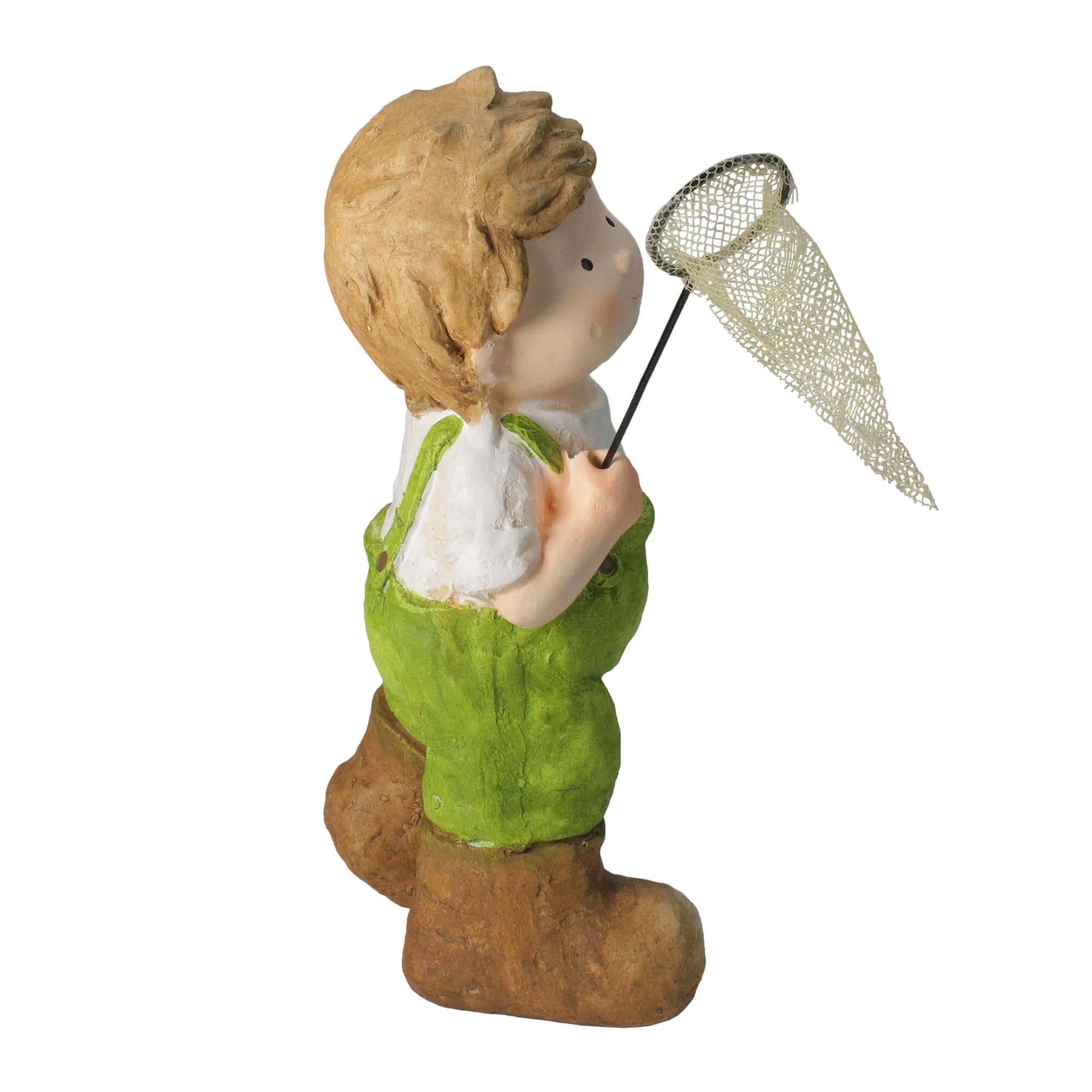 18.25" Young Boy Gnome with Butterfly Net Spring Outdoor Garden Figure