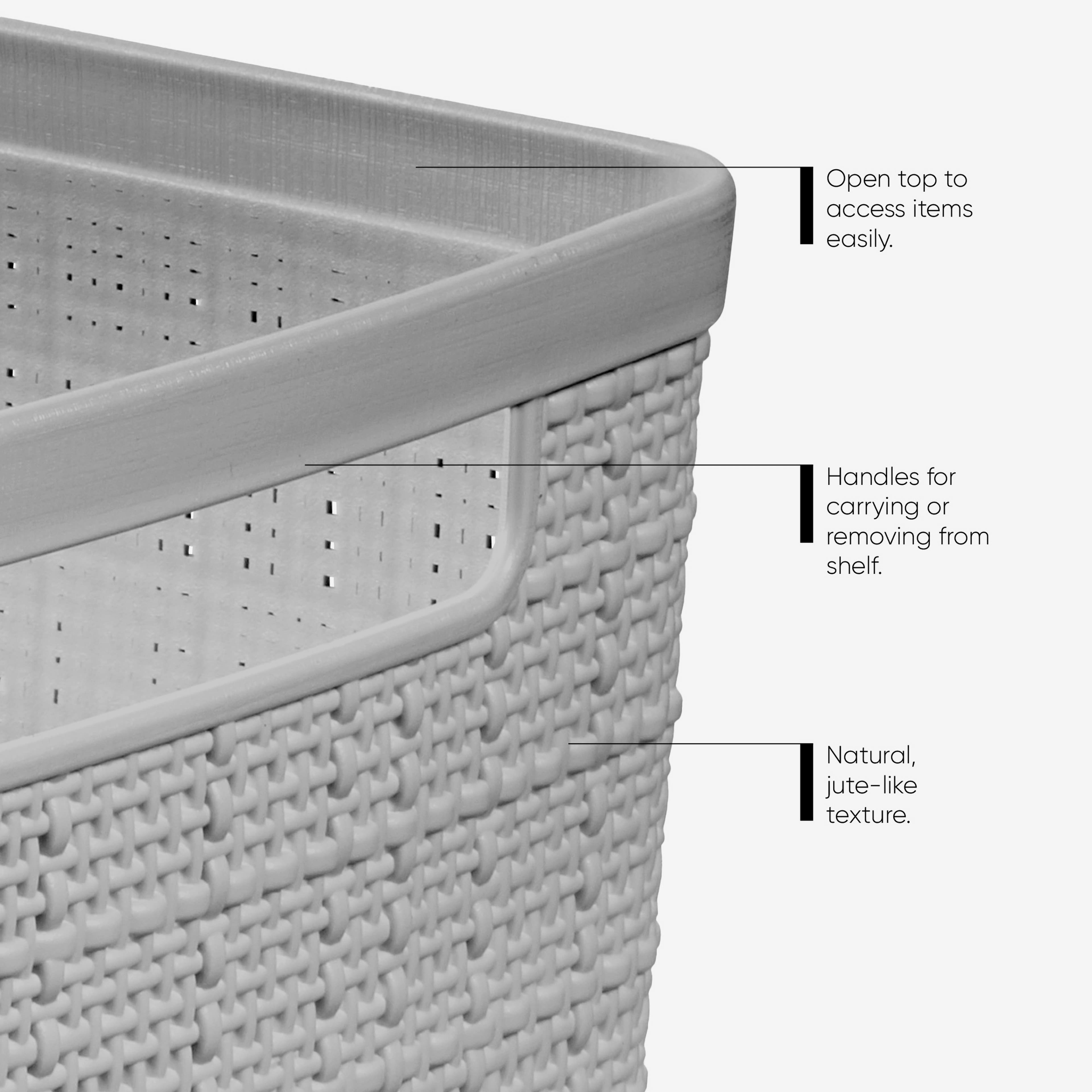 12 Pack: Curver Jute Gray Plastic Storage Basket