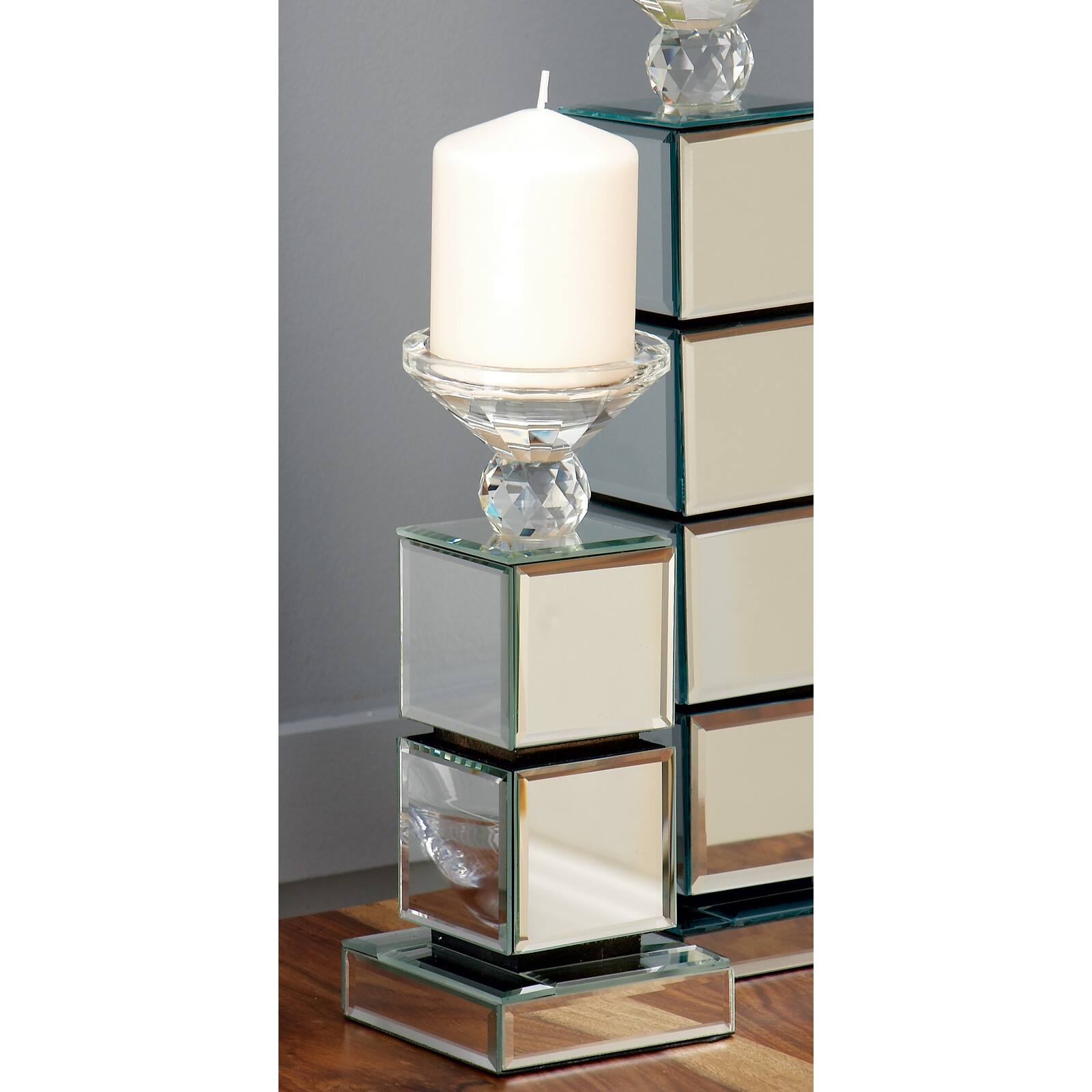10" Clear Reflective Mirror Glam Candlestick Holder