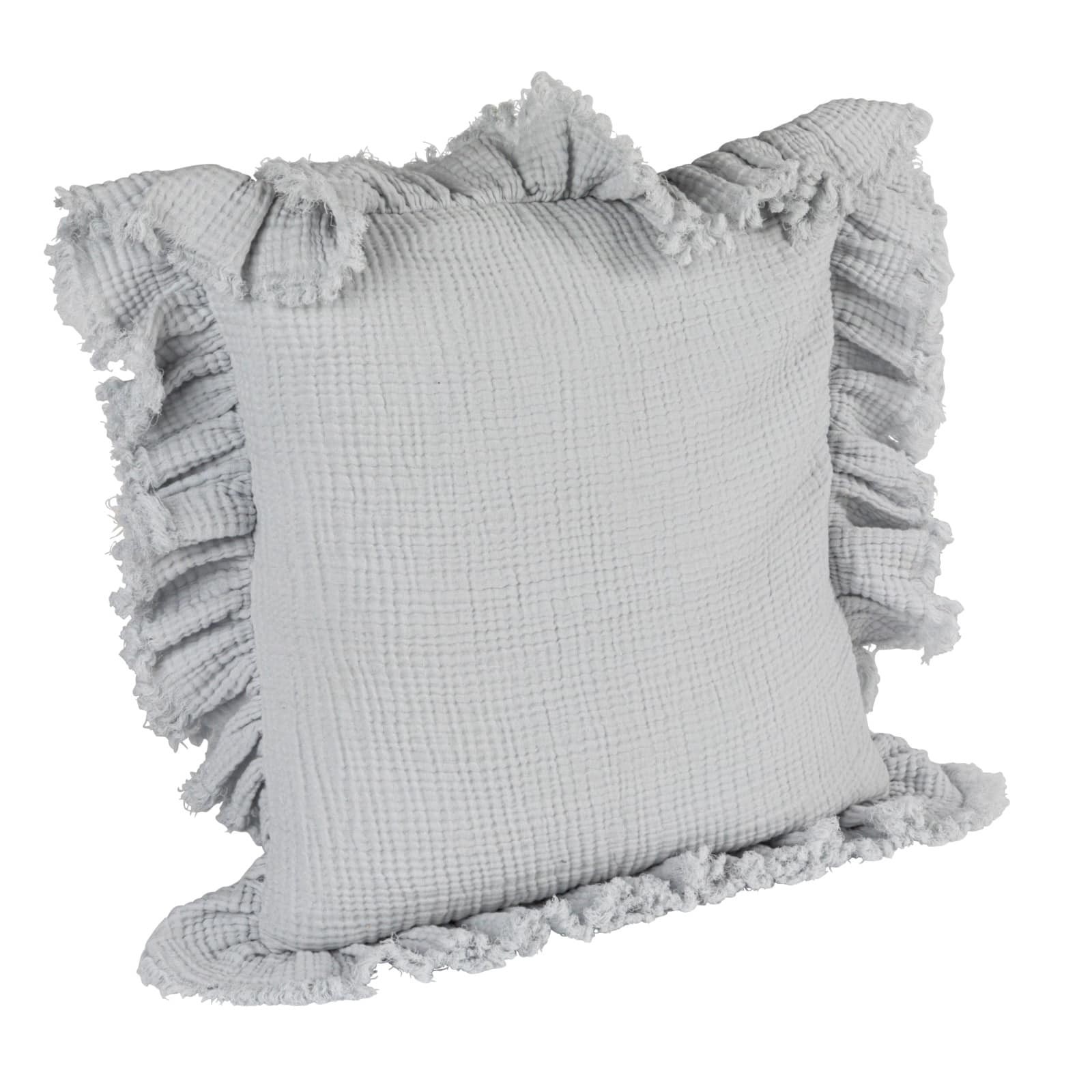 Hello Honey® Light Blue Cotton Throw Pillow with Ruffled Trim