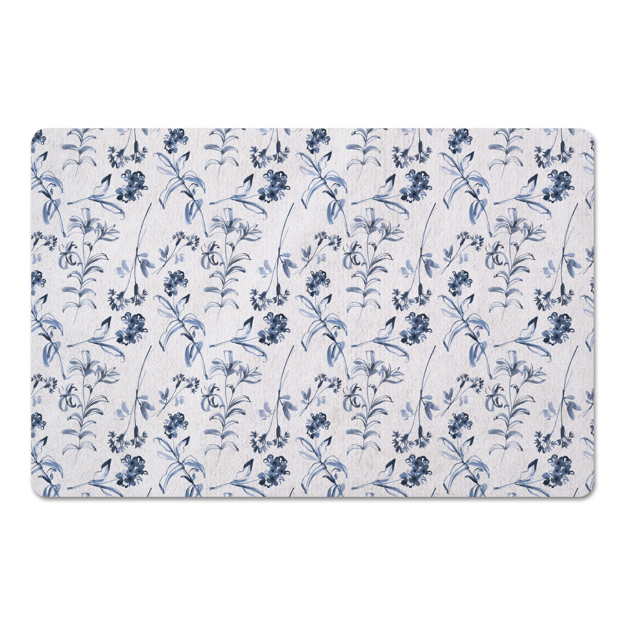 Blue Floral Pattern 27" x 18" Floor Mat