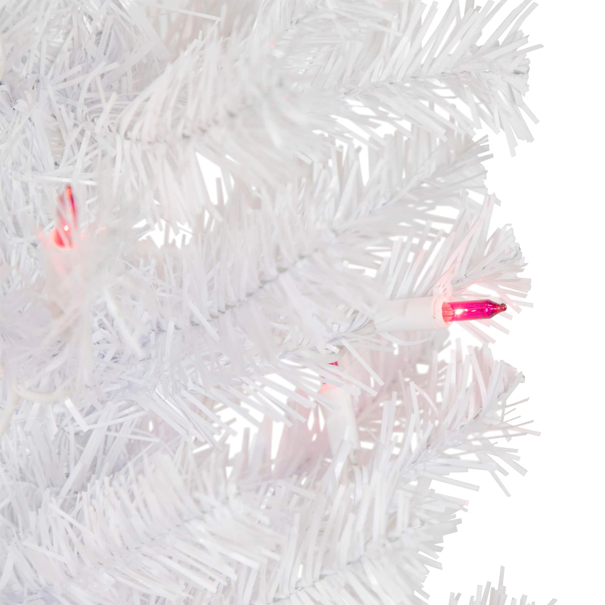 4ft. Pre-Lit White Woodbury Pine Slim Artificial Christmas Tree, Pink Lights