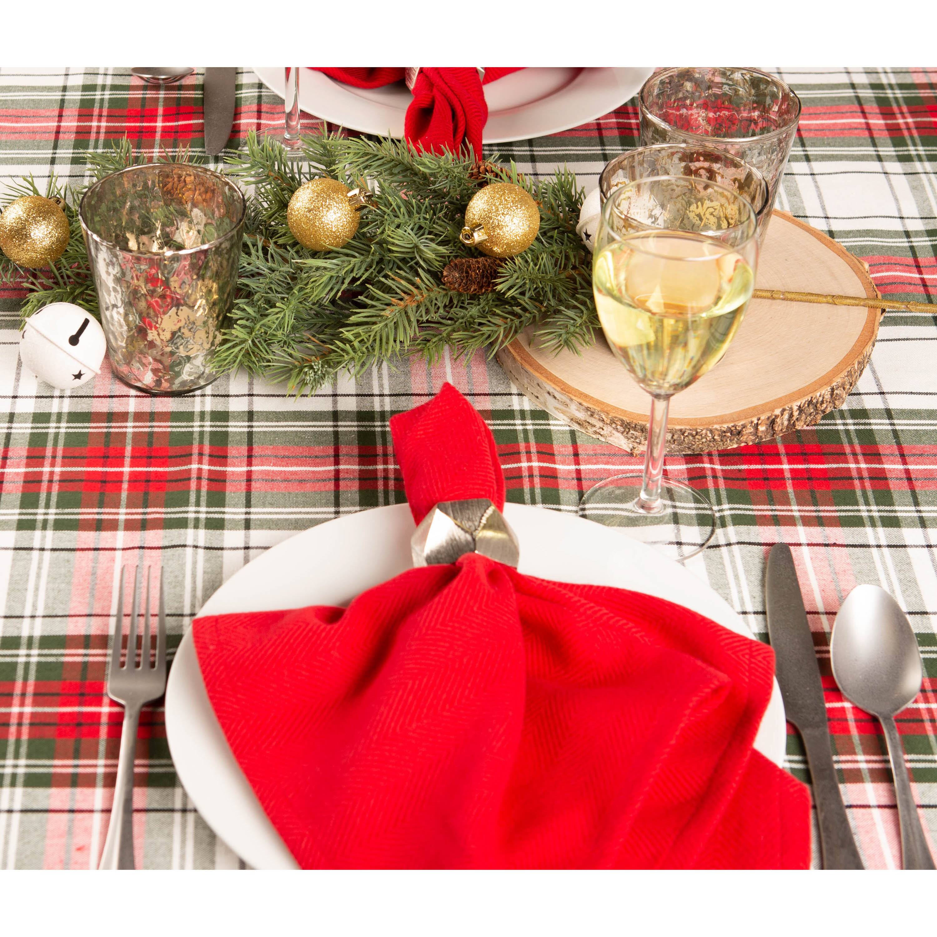 DII® 70" Round Christmas Plaid Tablecloth