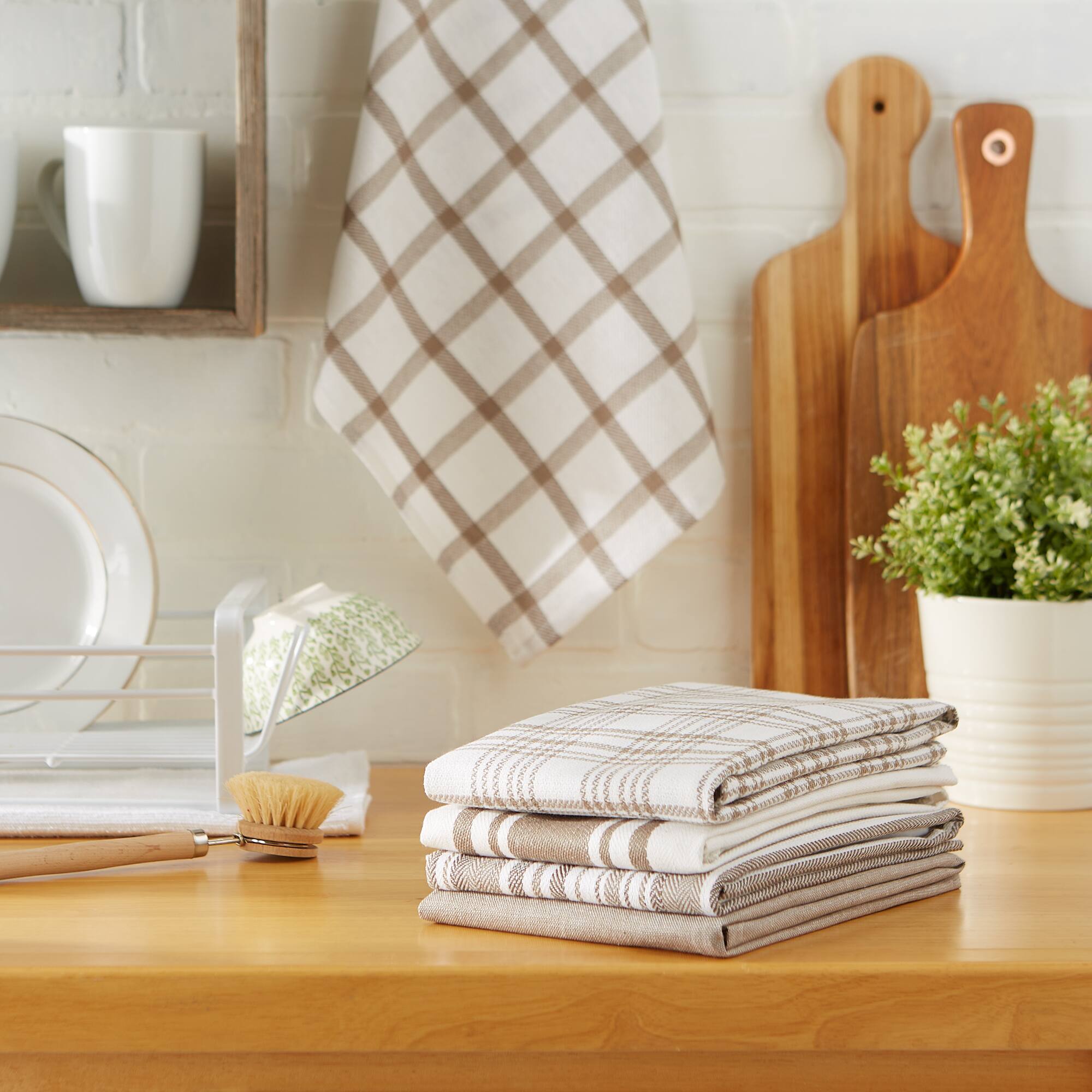 DII® Assorted Brown Woven Dishtowel (Set of 5)