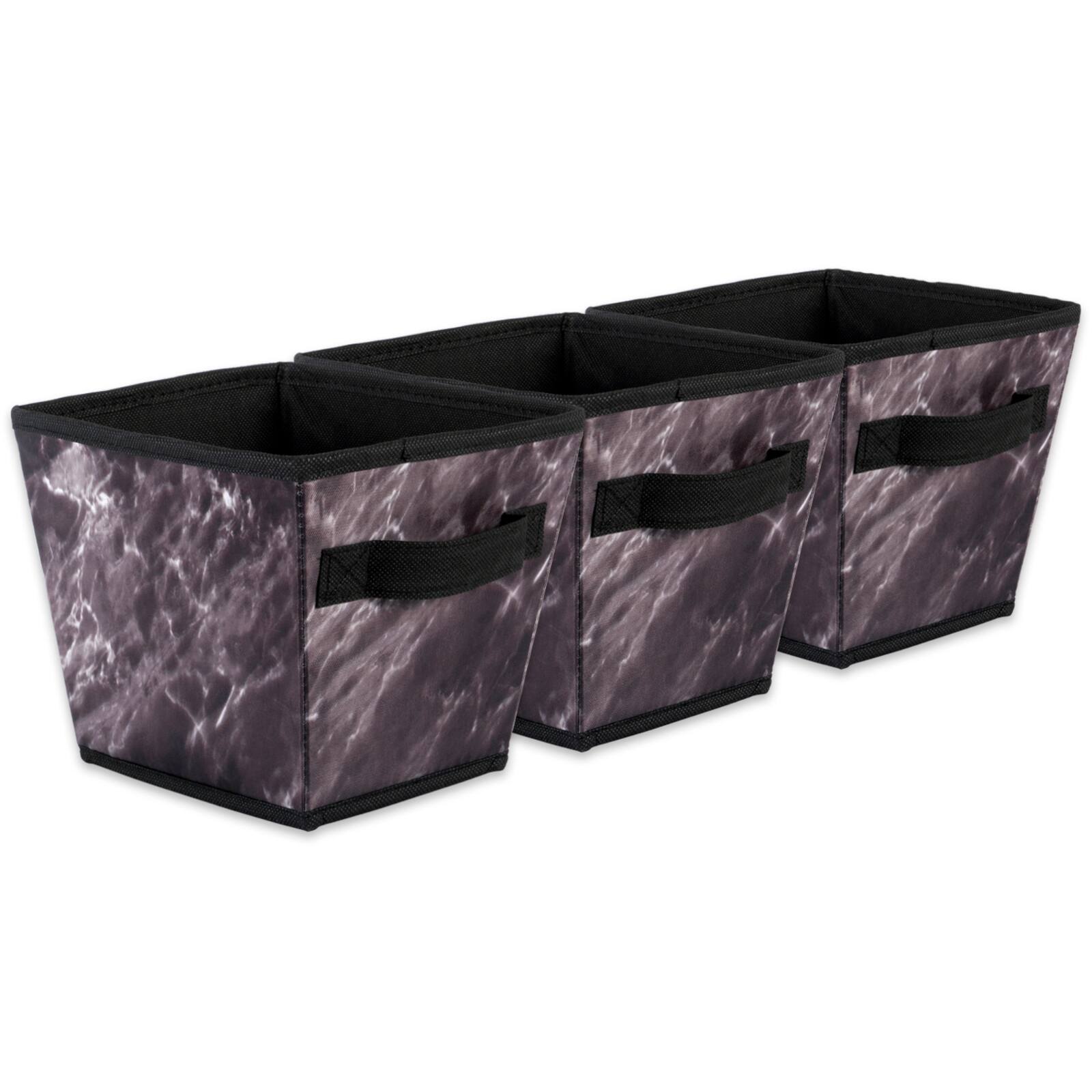 DII® Small Black Marble Trapezoid Laundry Bin Set, 3ct.