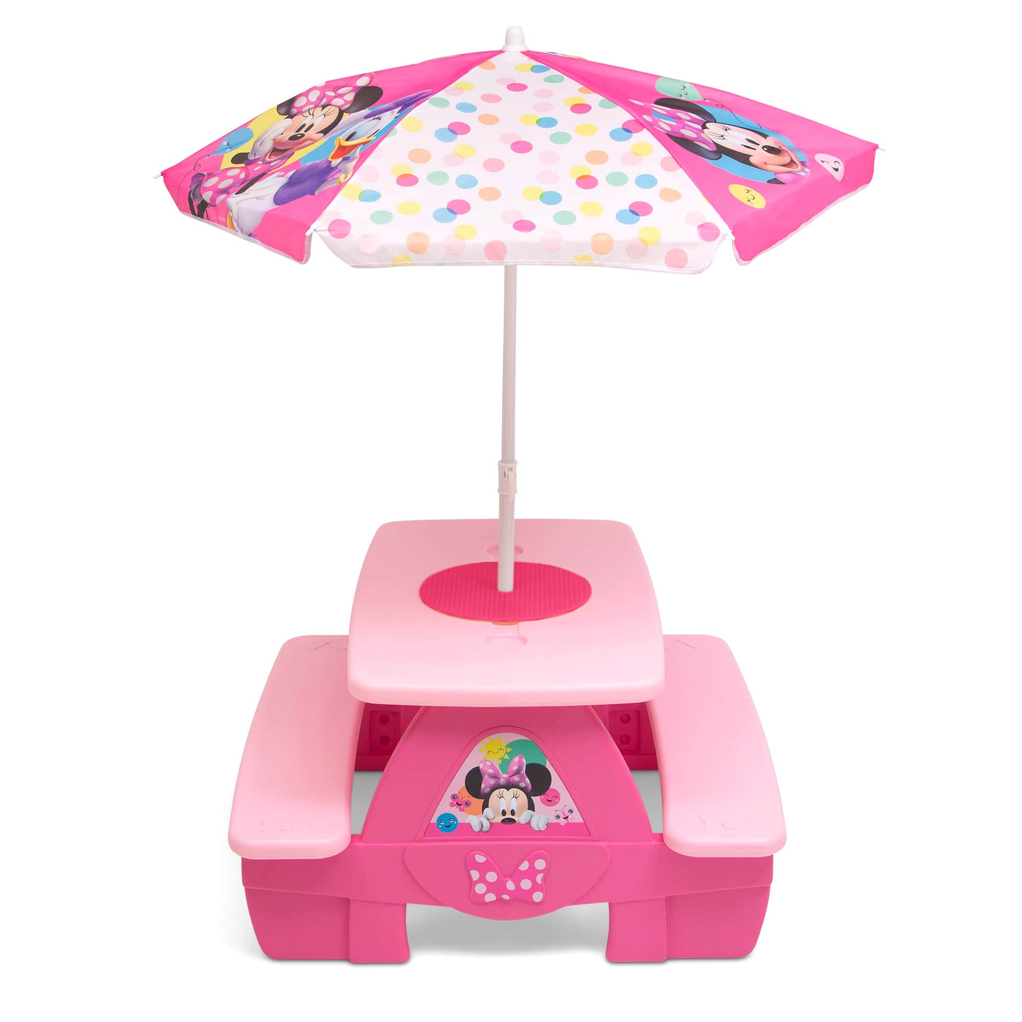 Disney® Minnie Mouse 4 Seat Activity Picnic Table with Umbrella & LEGO Compatible Tabletop