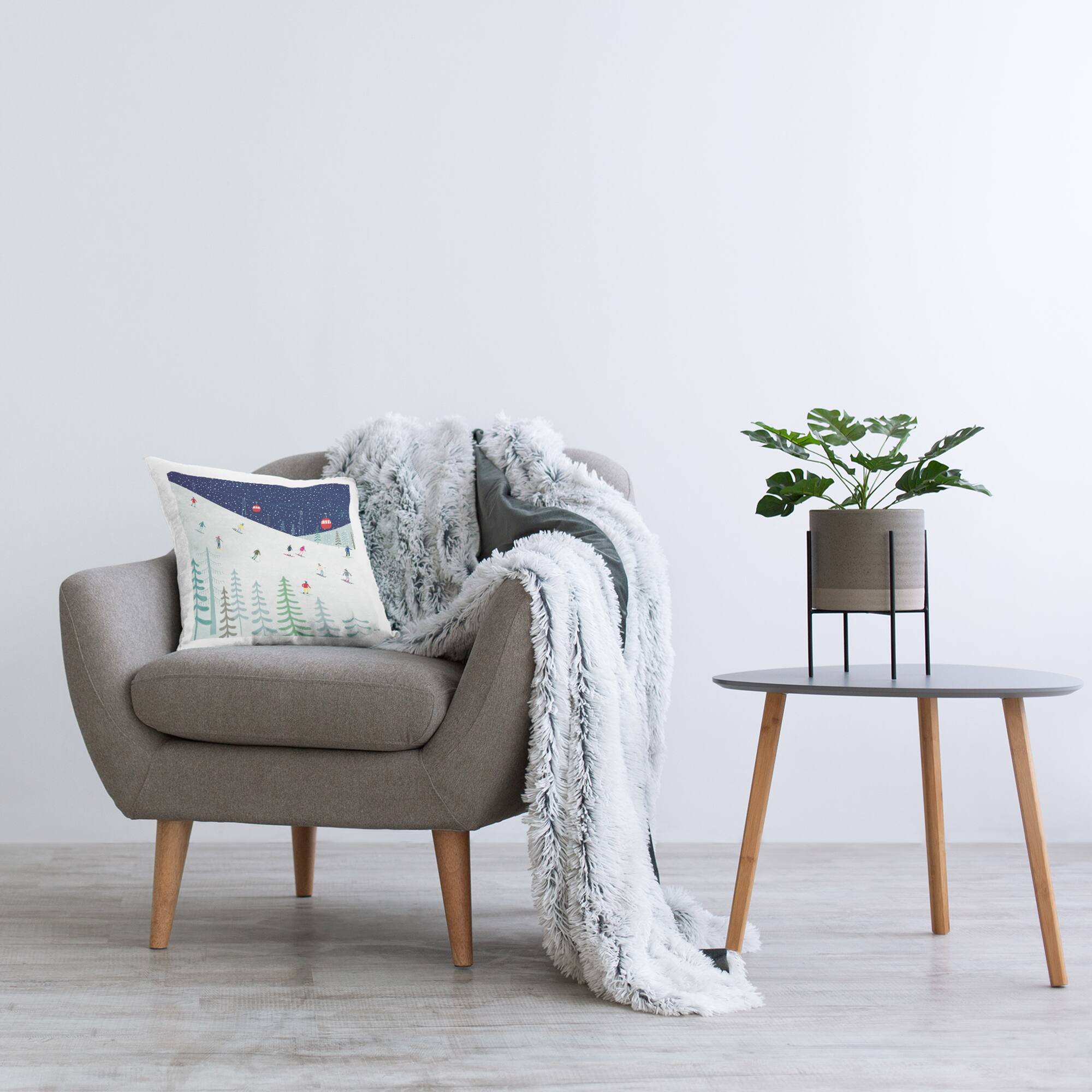 Stupell Industries Winter Ski Slopes Night Stars Throw Pillow