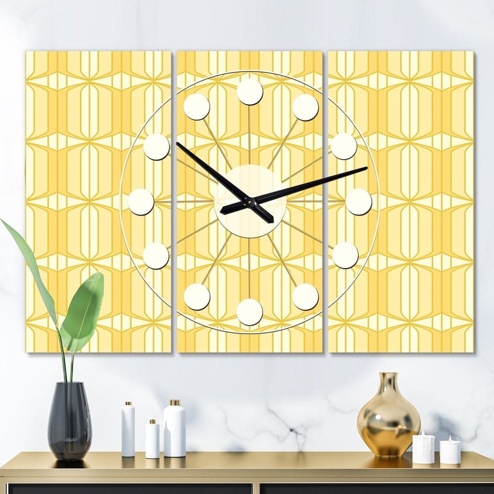 Designart Retro Ornamental Design III Oversized Mid-Century Modern Multipanel Wall Clock